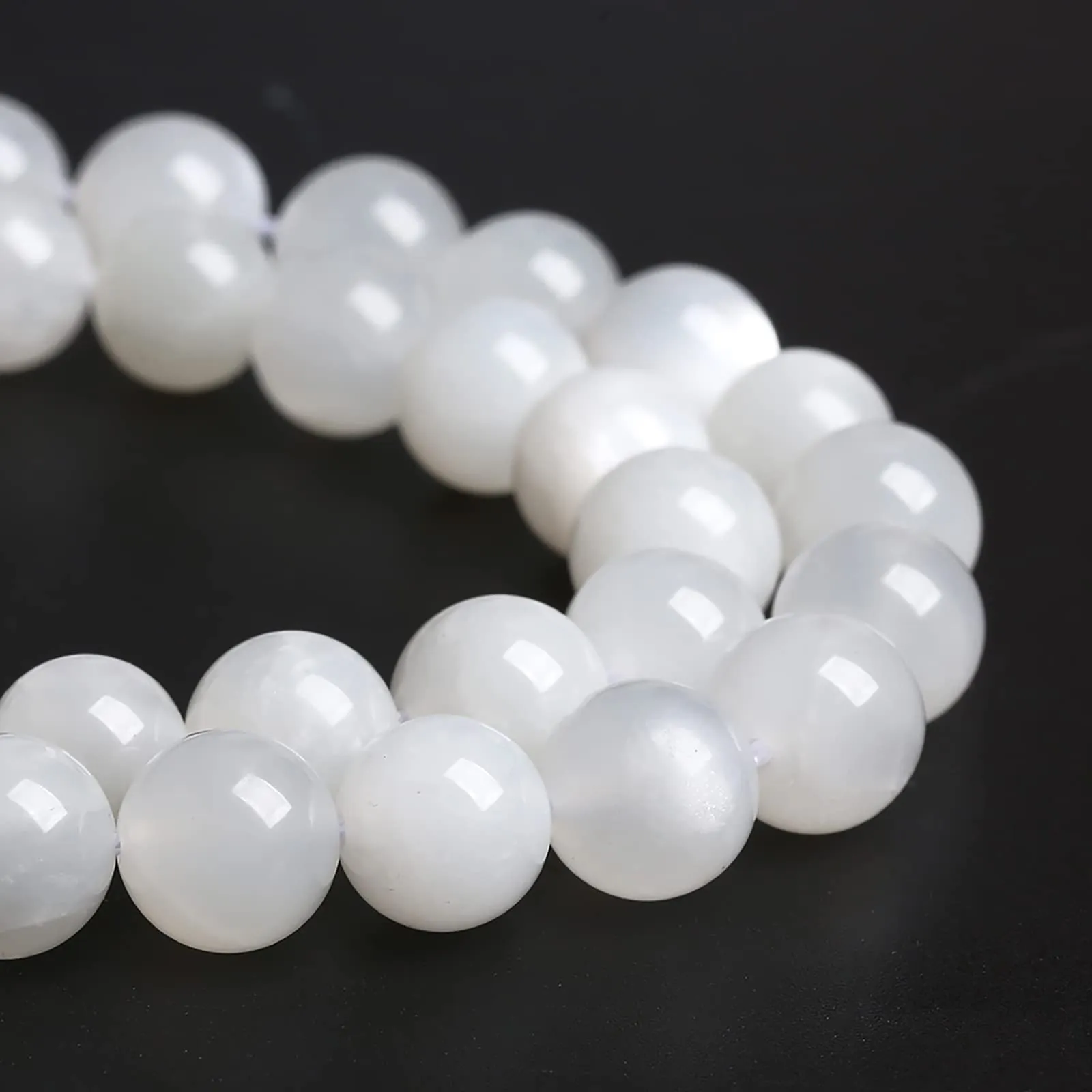 jiejinyu 6mm Perline in Pietra di Luna Bianca Naturale, 60 Pezzi, 38,1 cm - immagine 3