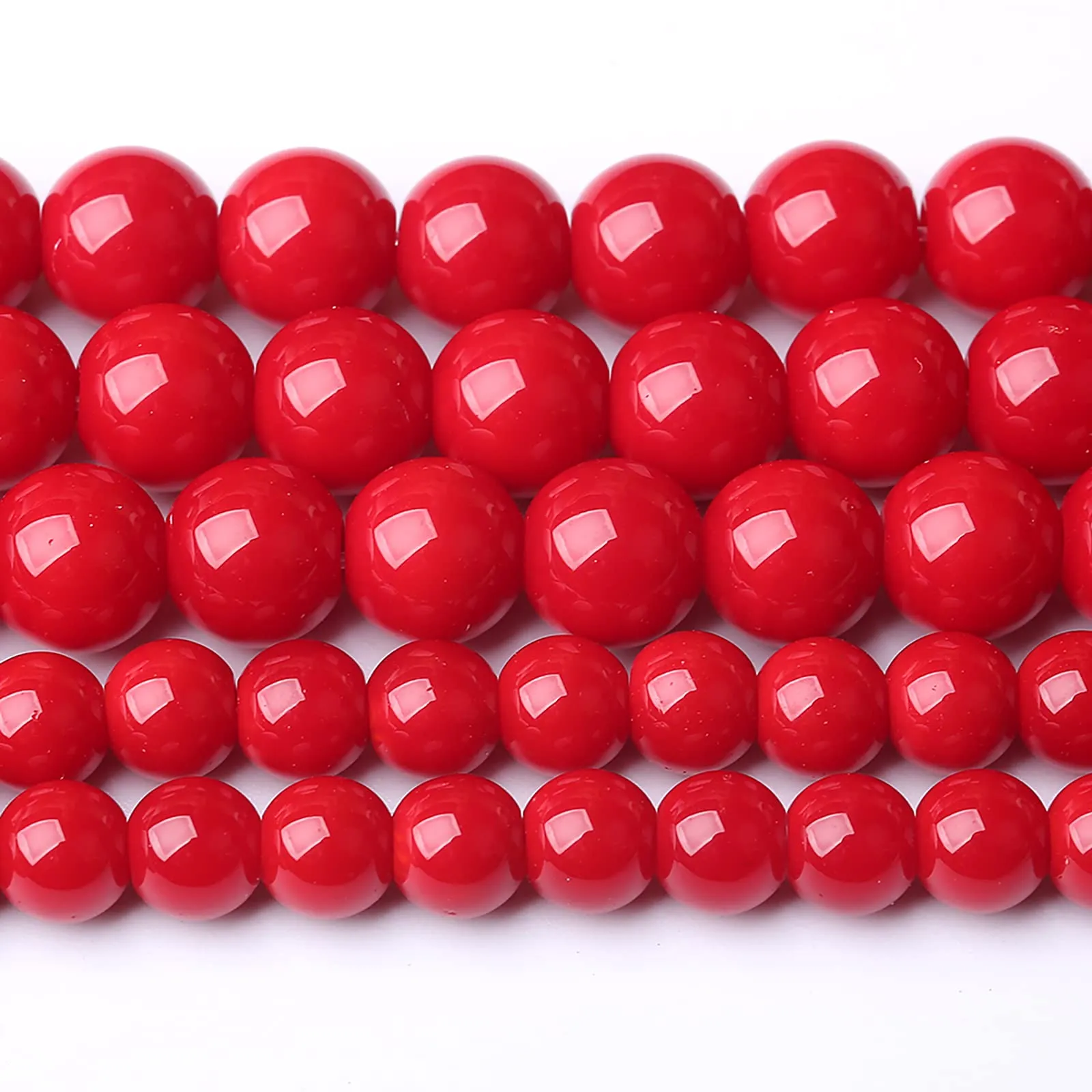 jiejinyu Perline in vetro rosso, 12 mm, 38,1 cm, CMB3-12 - immagine 1