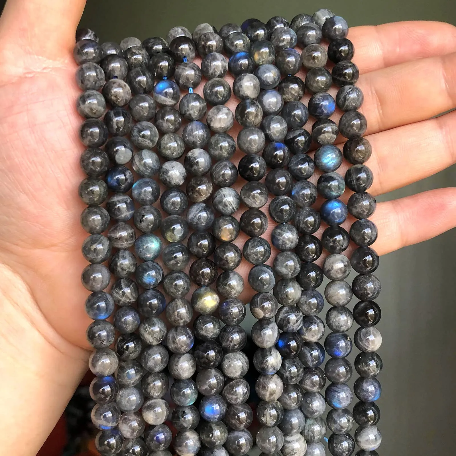jiejinyu Perline in Labradorite Naturale 6mm, 60 pz, Grado A - immagine 4