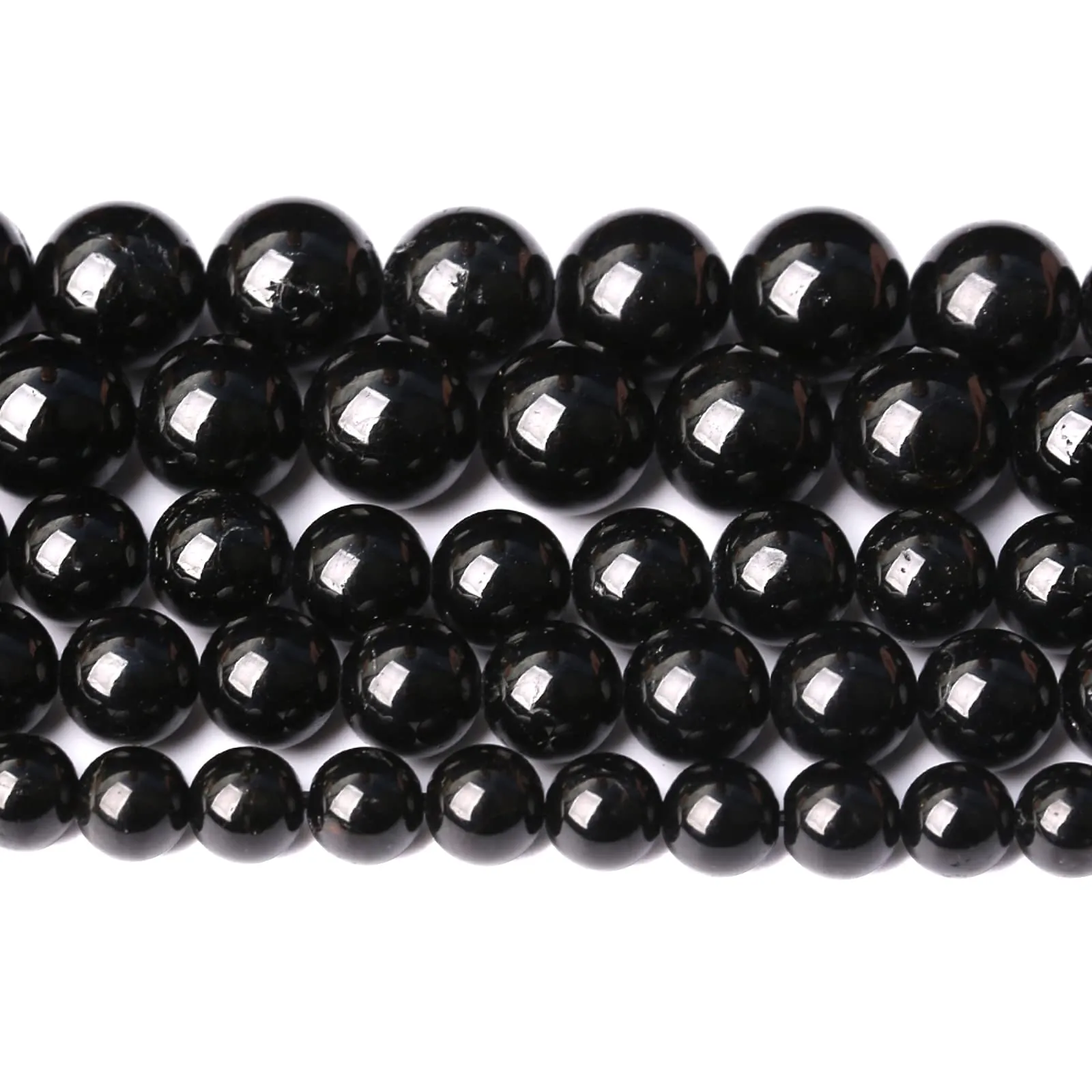 jiejinyu 8 mm Perle di Tormalina Nera Naturale Grado A per Gioielli Fai da Te, 45 Pezzi - immagine 1
