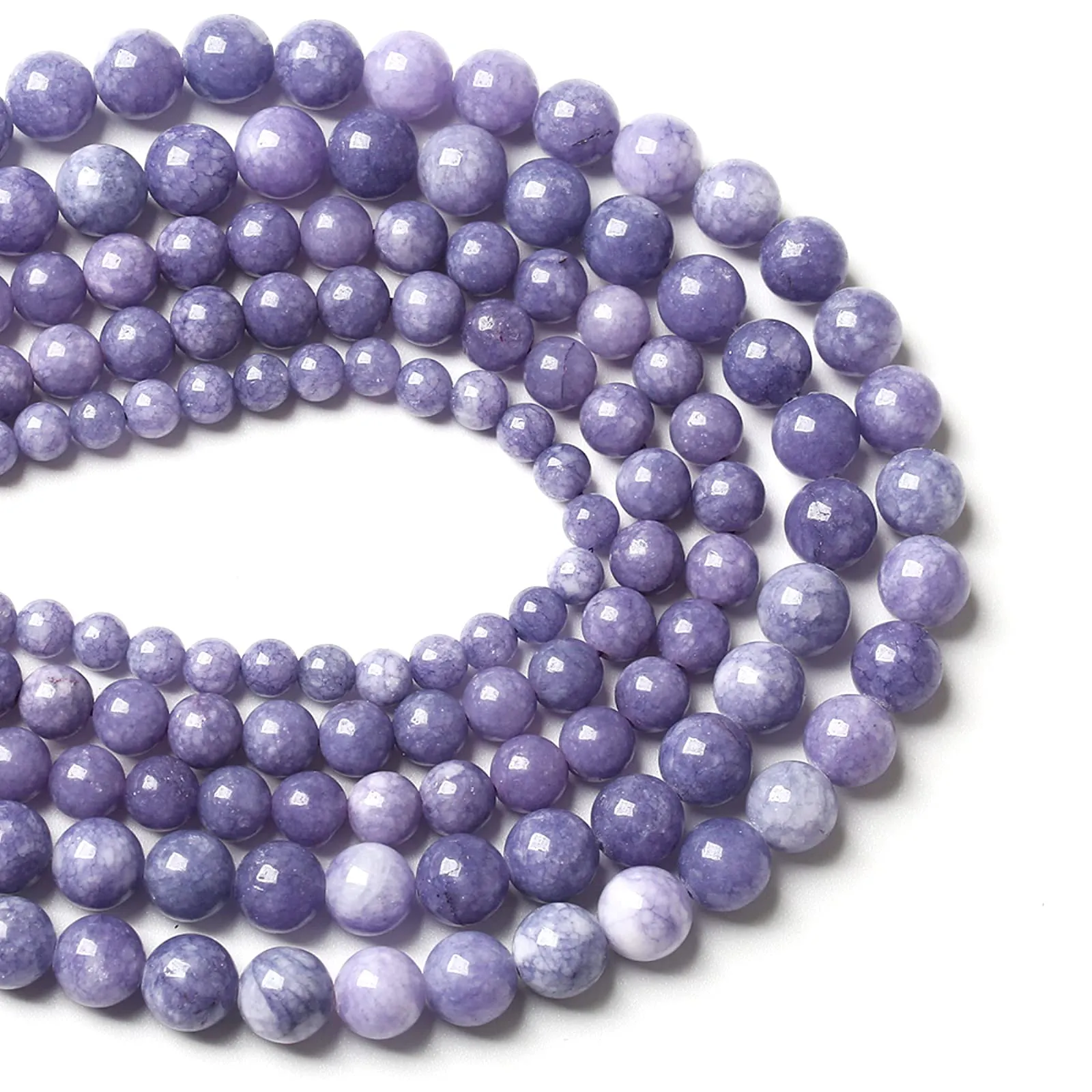 jiejinyu Perline in calcedonio viola lavanda, 8 mm, 46 pezzi - immagine 3