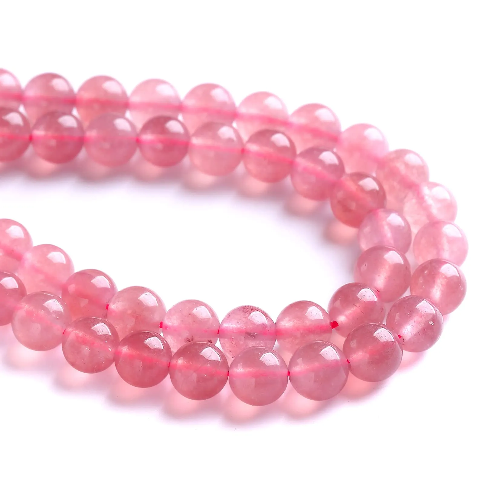 jiejinyu Perline in Cristallo di Quarzo Fragola Naturale 8mm, 46 Pezzi - immagine 3