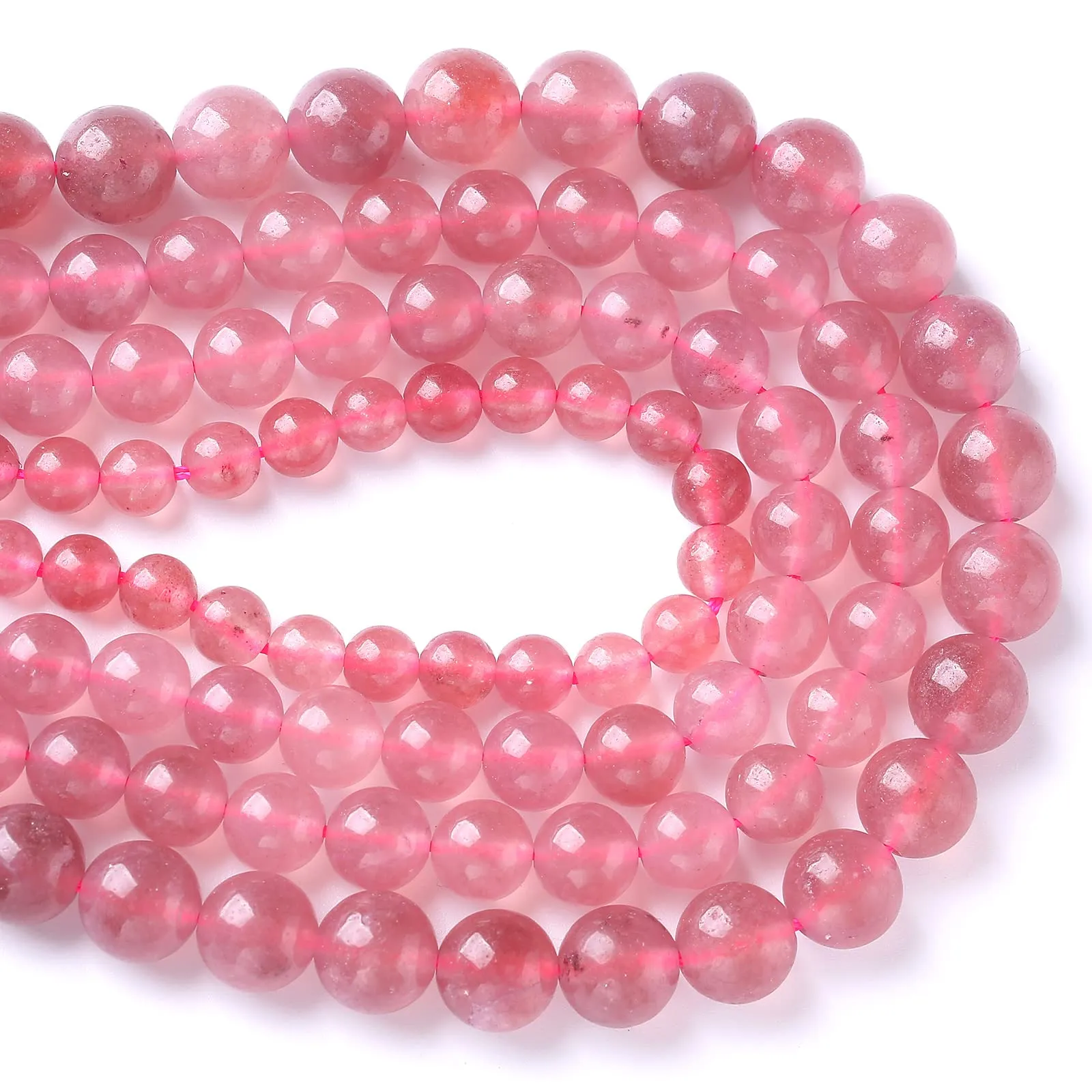 jiejinyu Perline in Cristallo di Quarzo Fragola Naturale 8mm, 46 Pezzi - immagine 4