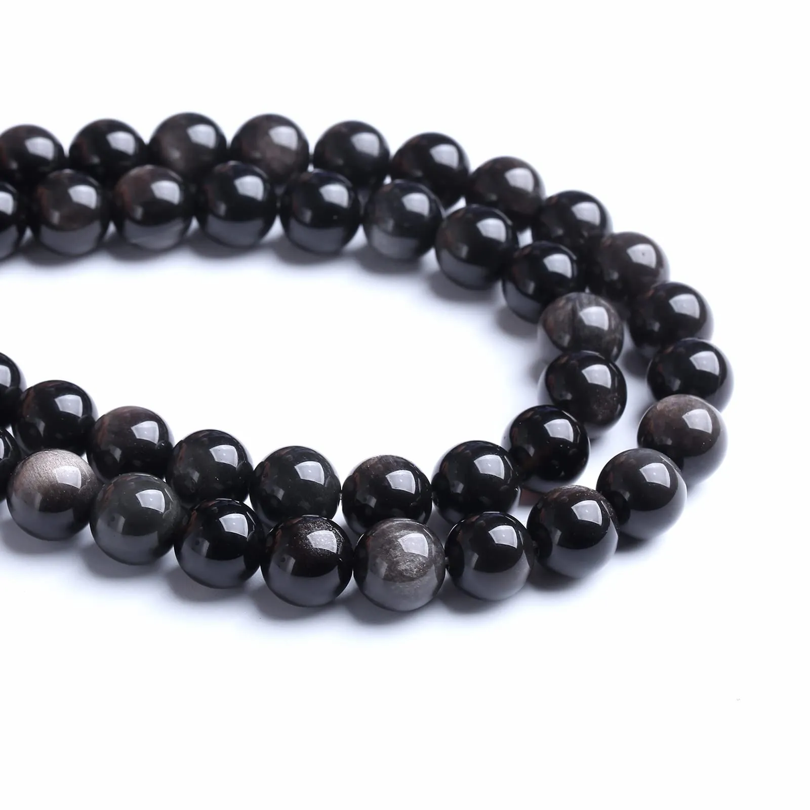 jiejinyu Perline in ossidiana argentata 10 mm, 38 pezzi - immagine 2