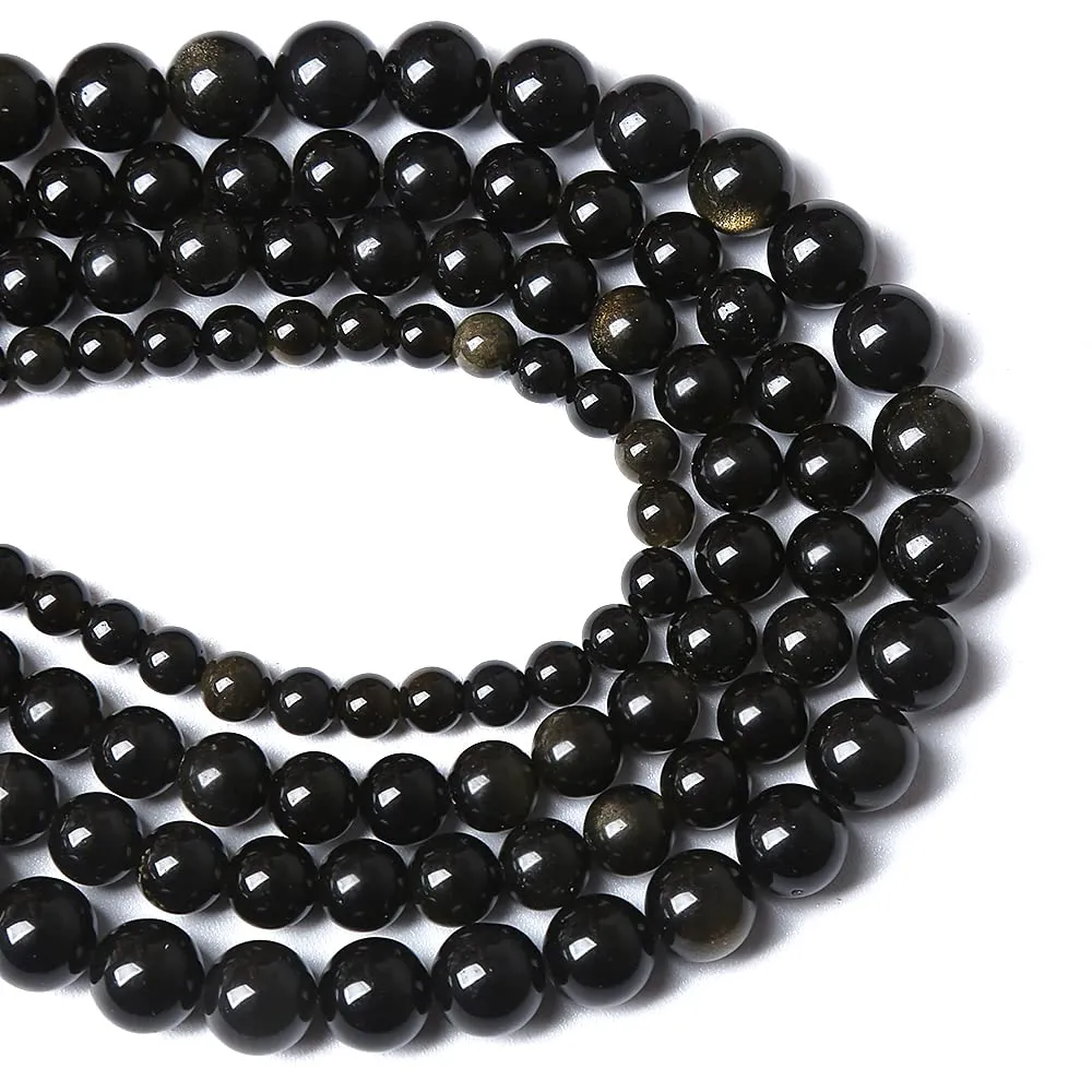 jiejinyu Perline in ossidiana dorata 6 mm, 60 pezzi - immagine 3