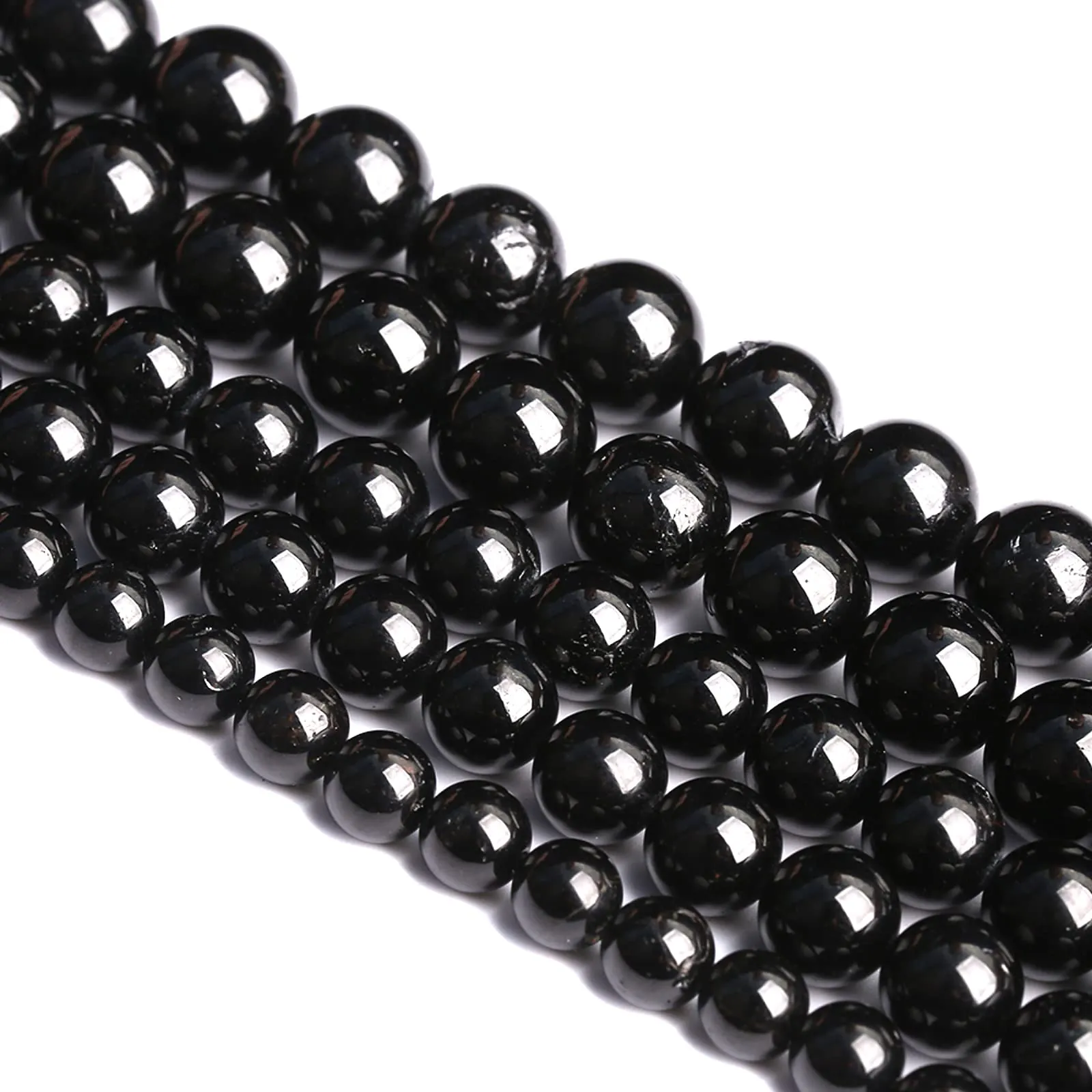 Jiejinyu 4mm Tormalina Nera Naturale Grado A, 88 Perline per Gioielli Fai da Te - immagine 1