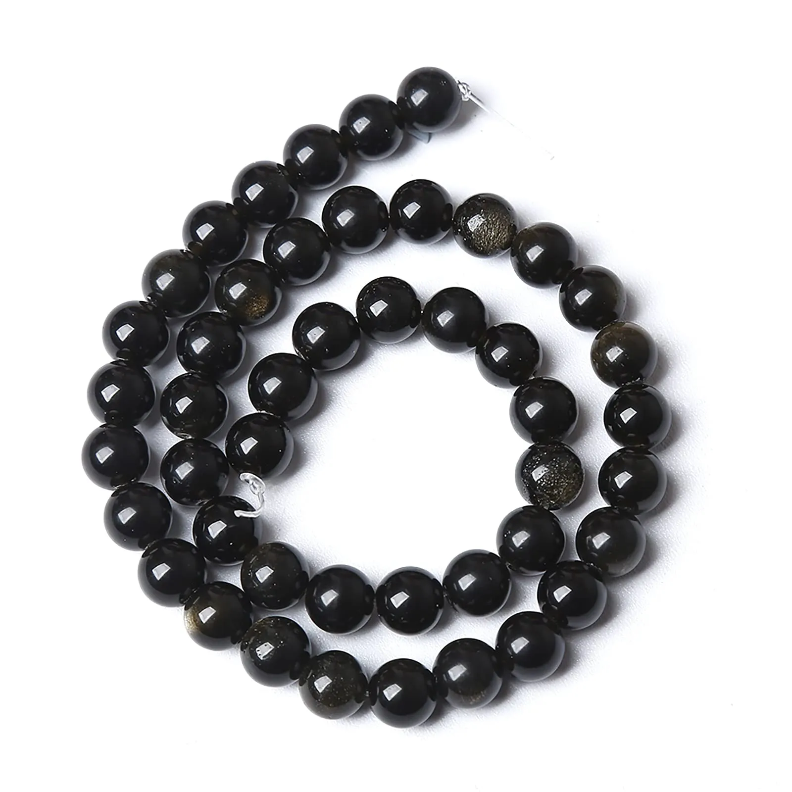 jiejinyu Perline in Ossidiana Dorata 12mm, 32 Pezzi per Gioielli e Braccialetti Fai-da-te - immagine 2