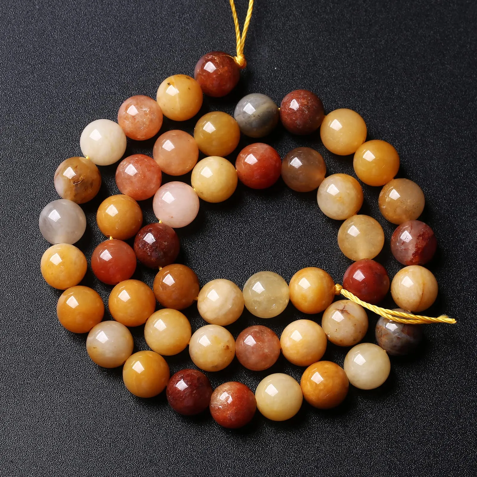 Jiejinyu Perline in Pietra Naturale Golden Thread Jade 10mm, 38PCS, 1 Filo 15'' (38,1 cm) - immagine 3