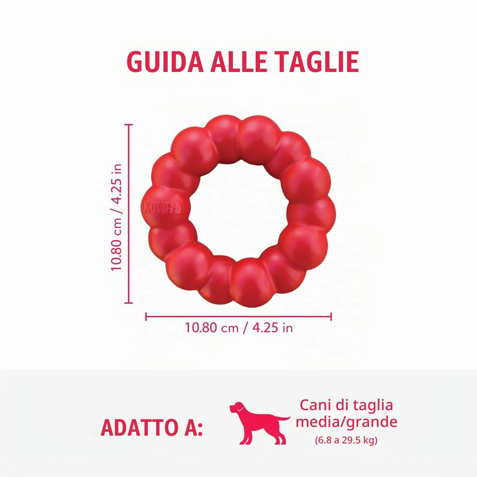 KONG Ring Anello da Masticare in Gomma Naturale, Taglia M/L - immagine 3
