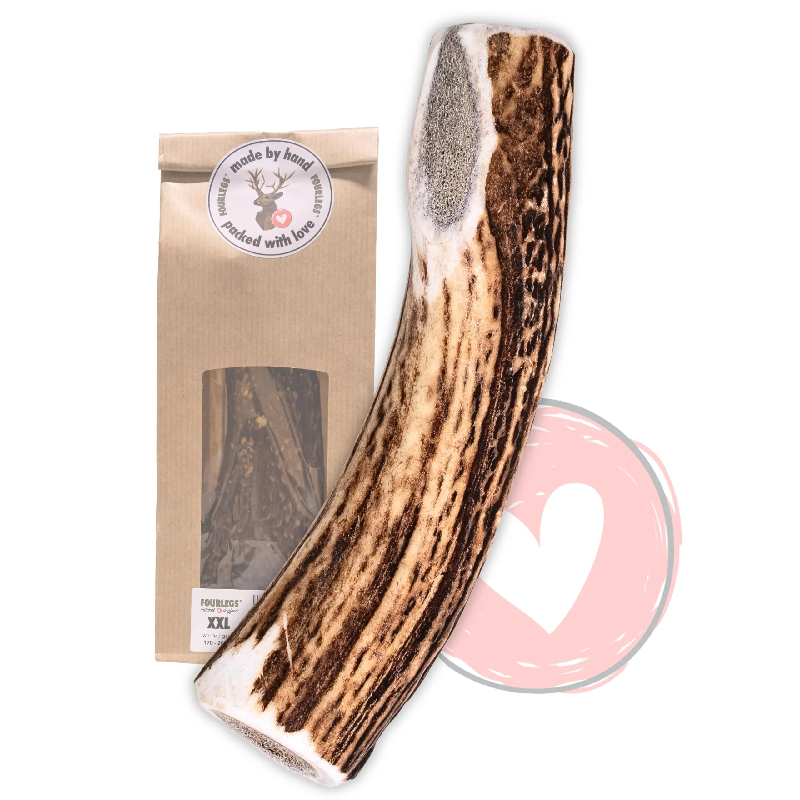 FOURLEGS Snack per Cani 100% Corno di Cervo, Taglia XXL Intero - immagine 1