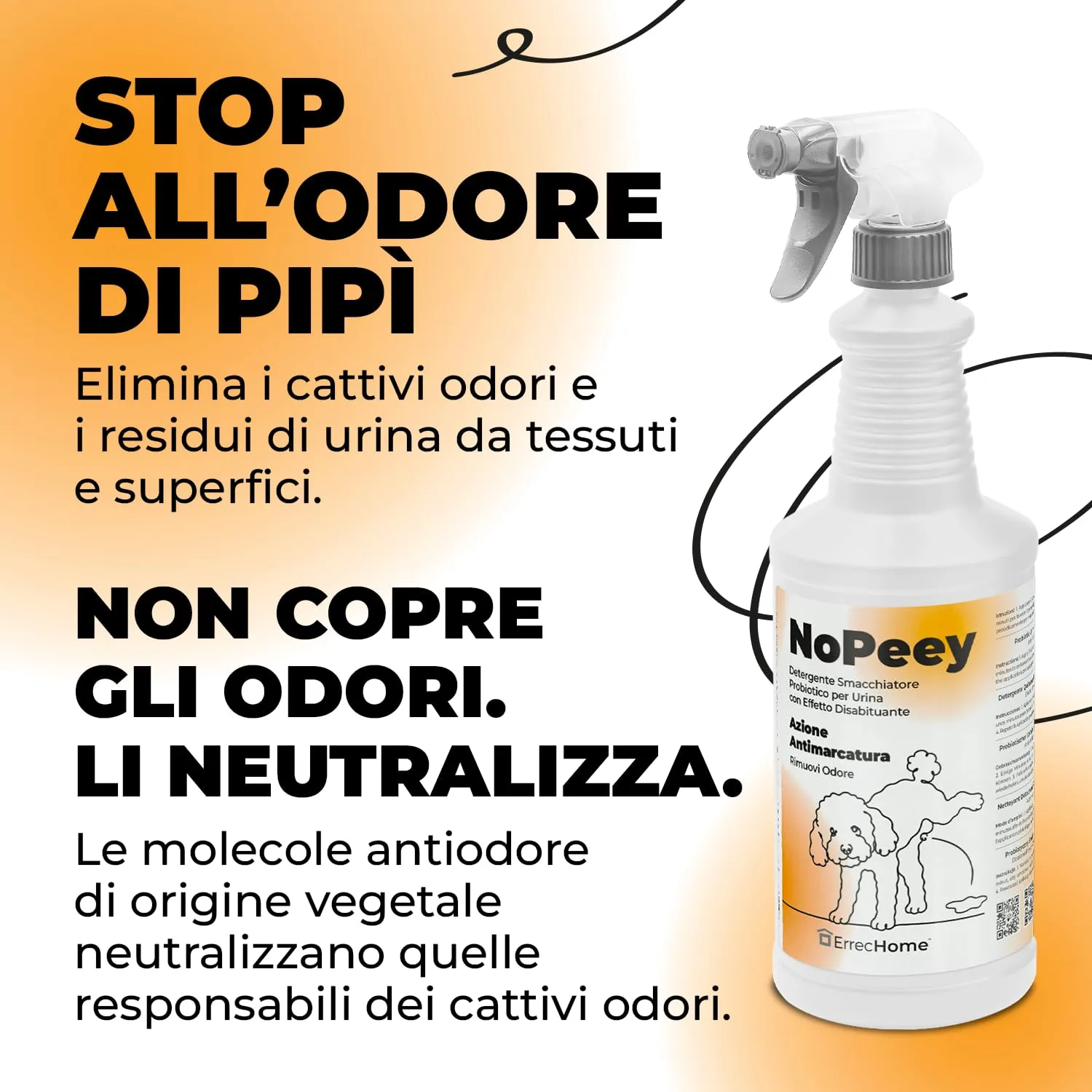 ERRECHOME NoPeey Detergente Urina Cane e Gatto per Tessuti e Superfici, 1 L - immagine 2
