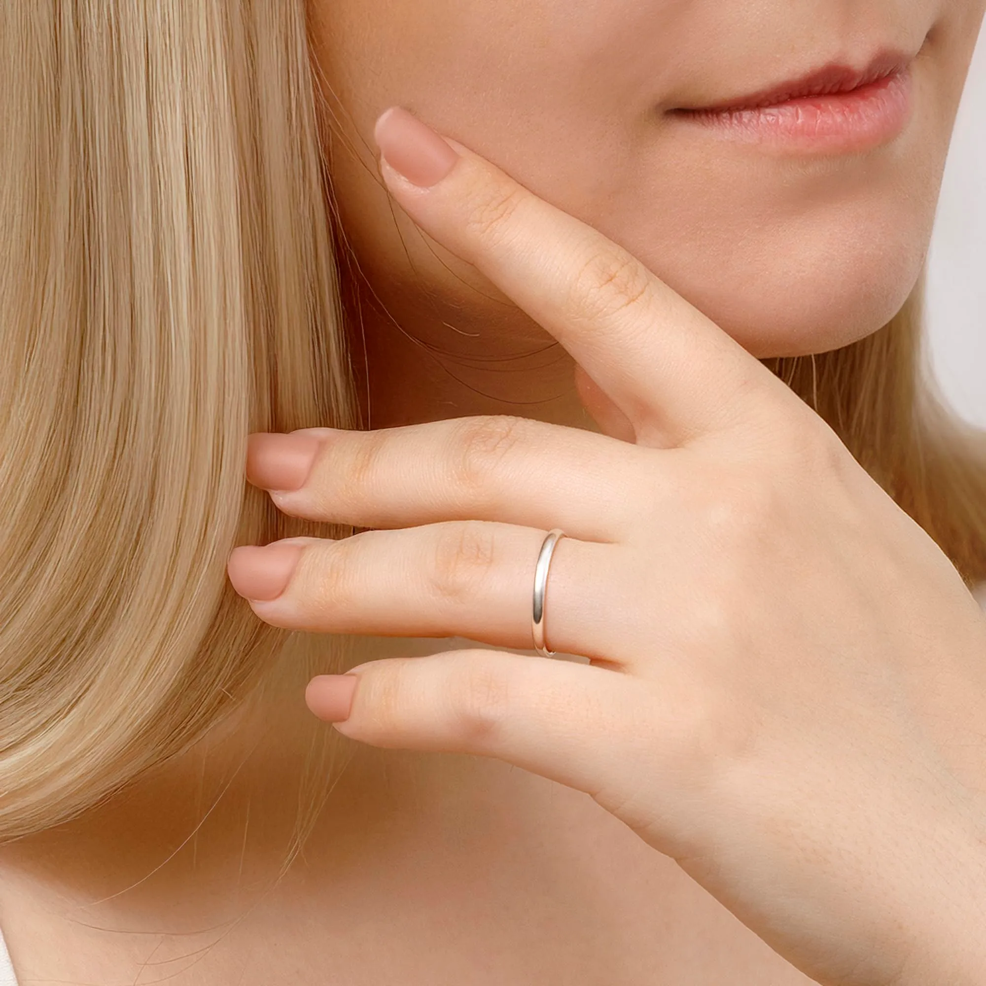 Amberta Fede Nuziale in Argento Sterling 925, Misura 16, 2 mm - immagine 2