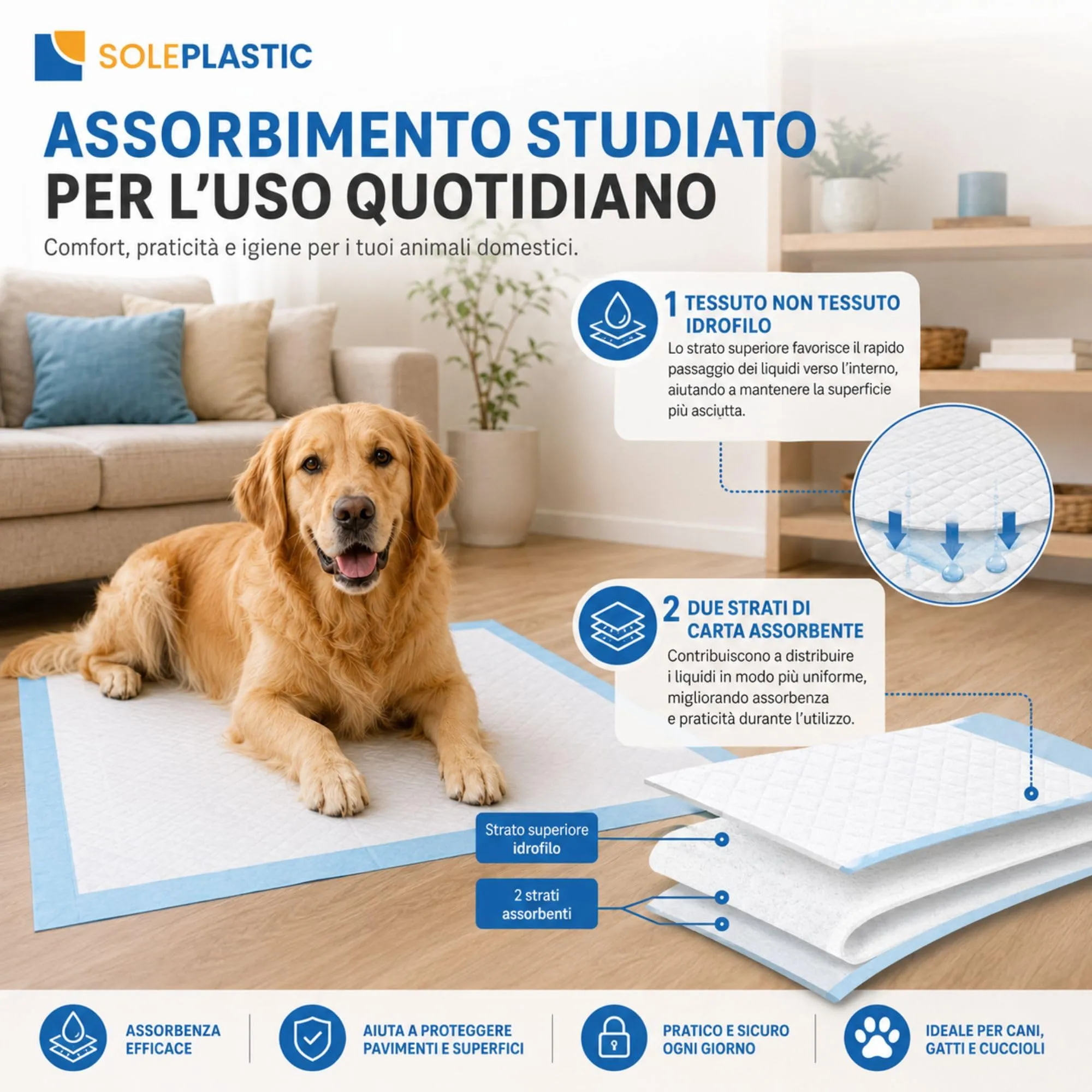 Soleplastic Traversine Cani 60x90, 5 Strati, Set 120 Pezzi - immagine 5