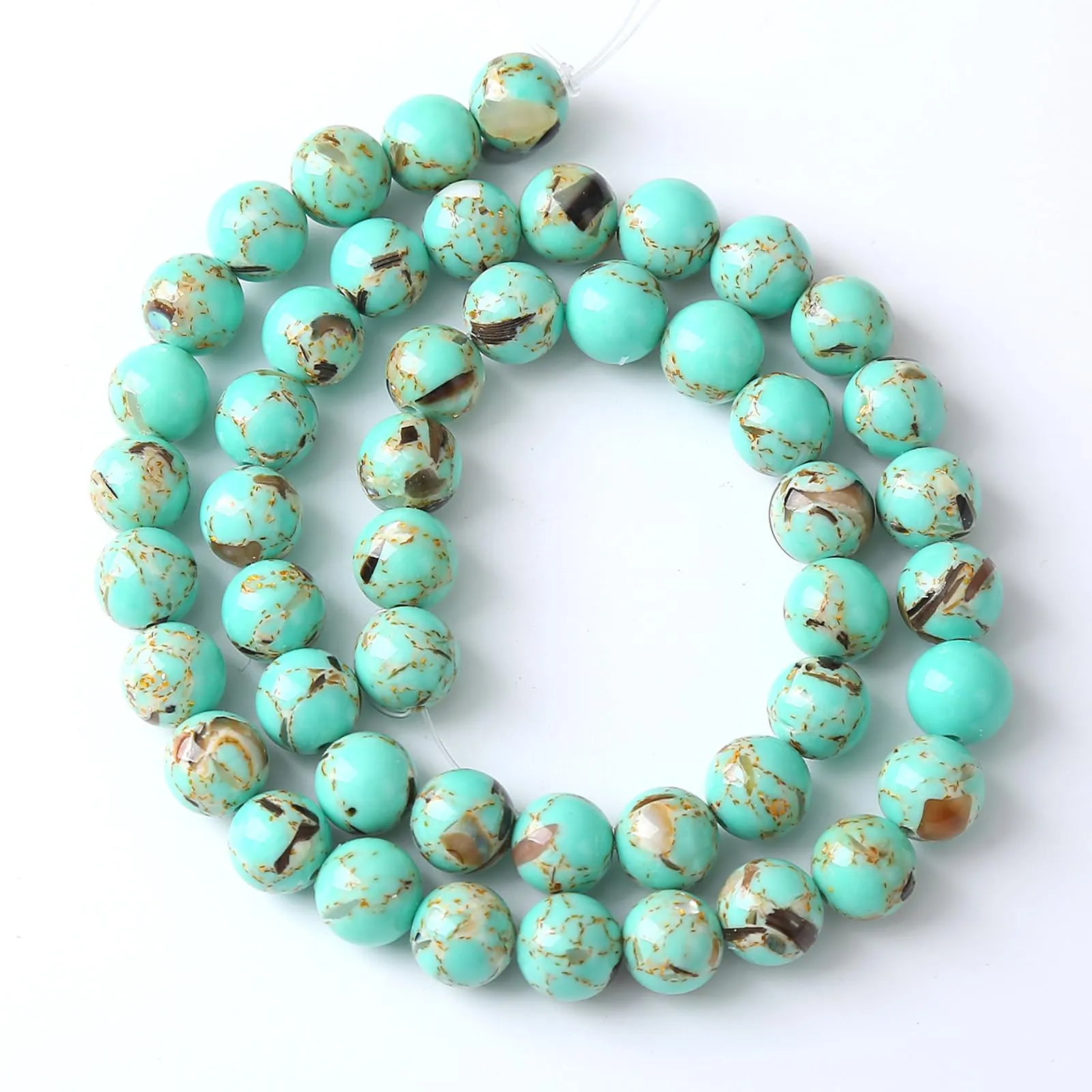 Jiejinyu Perline in Conchiglia Blu Pavone e Turchese 4mm, 86 Pezzi per Gioielli, Bracciali e Collane - immagine 4