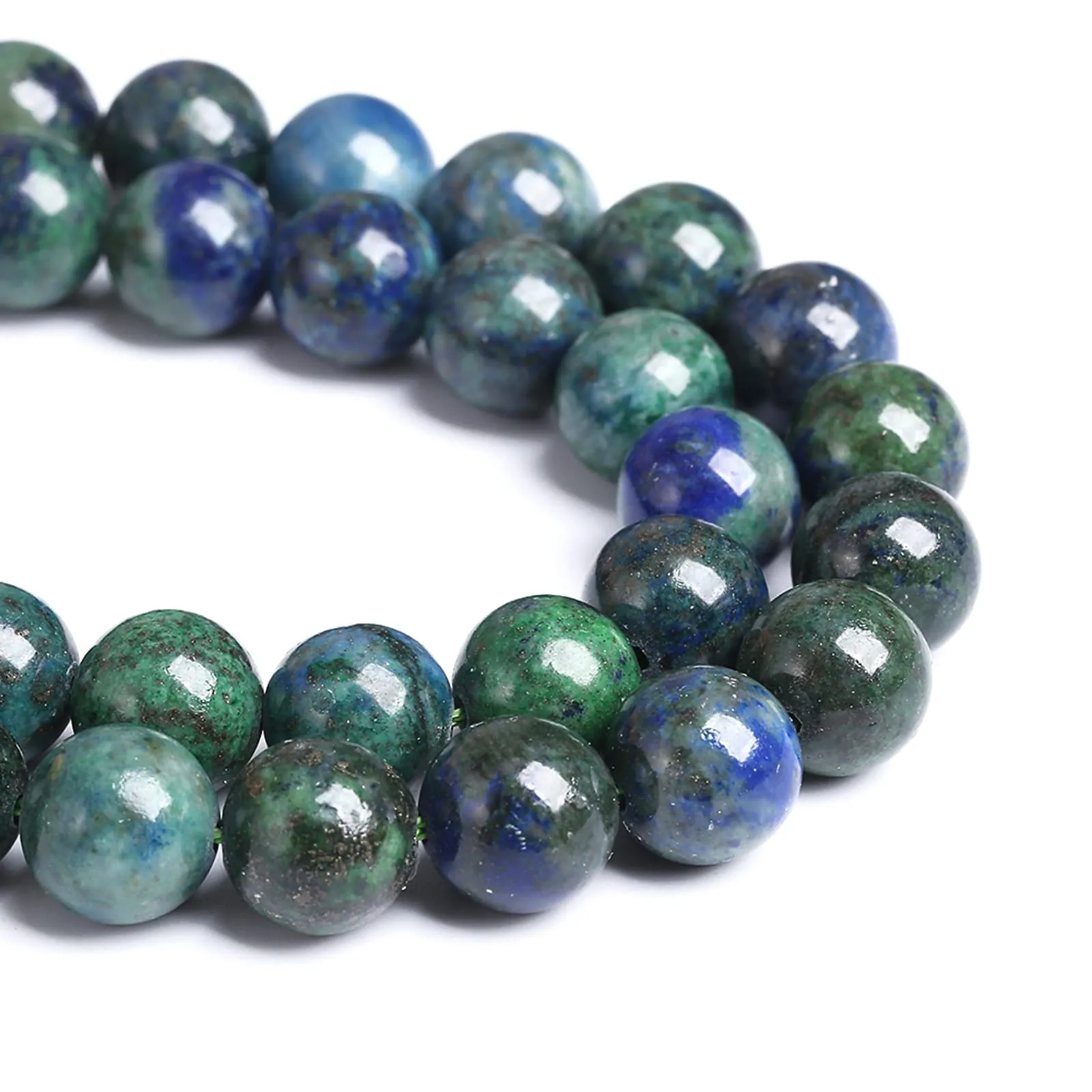 jiejinyu 6mm Perle in pietra naturale Lapis e Crisocolla, 60 pezzi - immagine 5