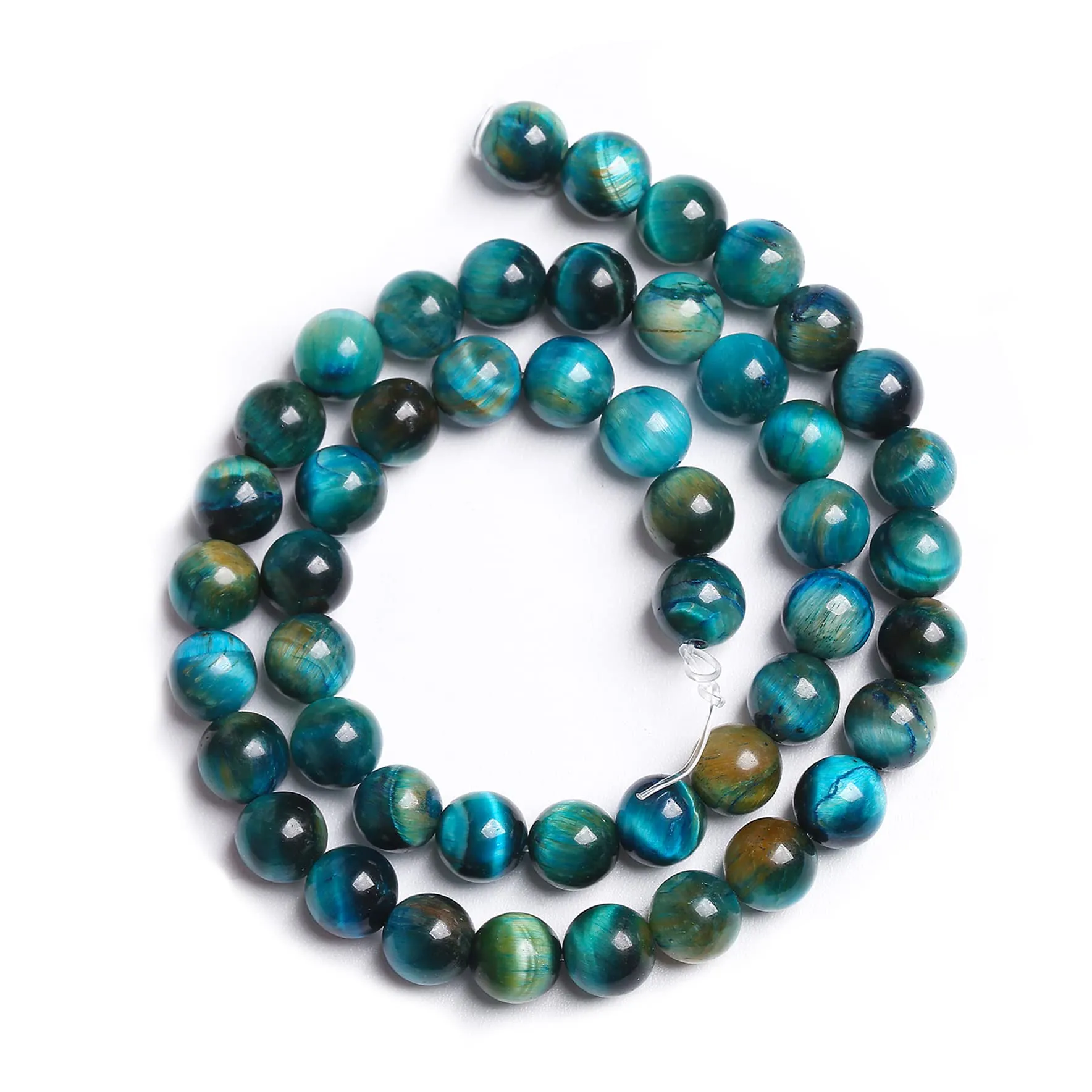 Jiejinyu Perline in occhio di tigre blu pavone 4mm, 88 pezzi, pietre naturali sfaccettate per gioielli fai da te - immagine 5