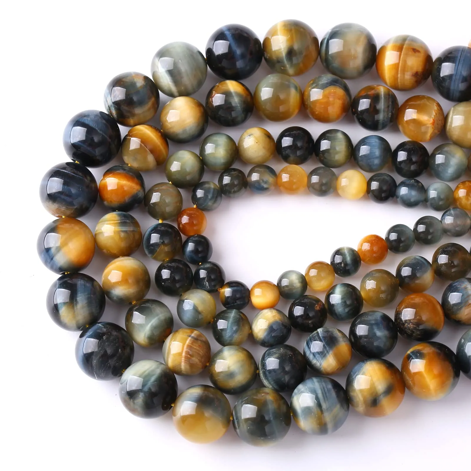 jiejinyu Natural Blue Tiger Eye Beads, 4mm, 88 Pieces - immagine 3