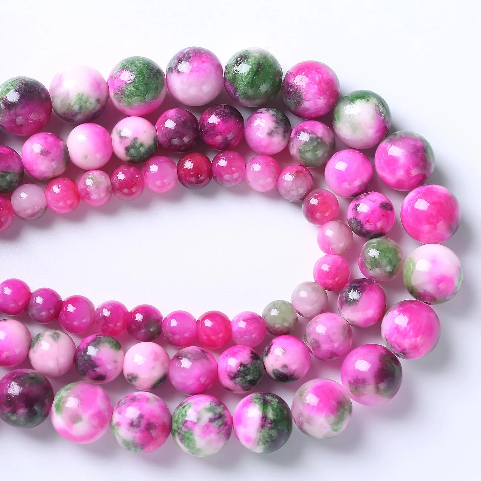 Jiejinyu 86 Perline in Giada Persiana Rosa e Verde, 4 mm - immagine 3