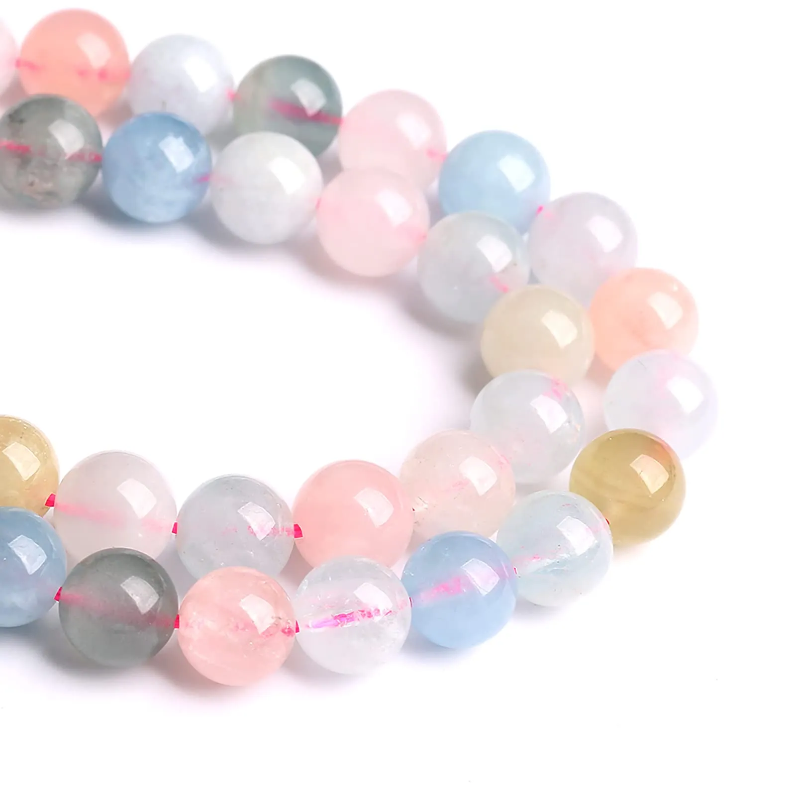 jiejinyu Perline di Quarzo Naturale Morganite 10mm, 38 pezzi - immagine 2