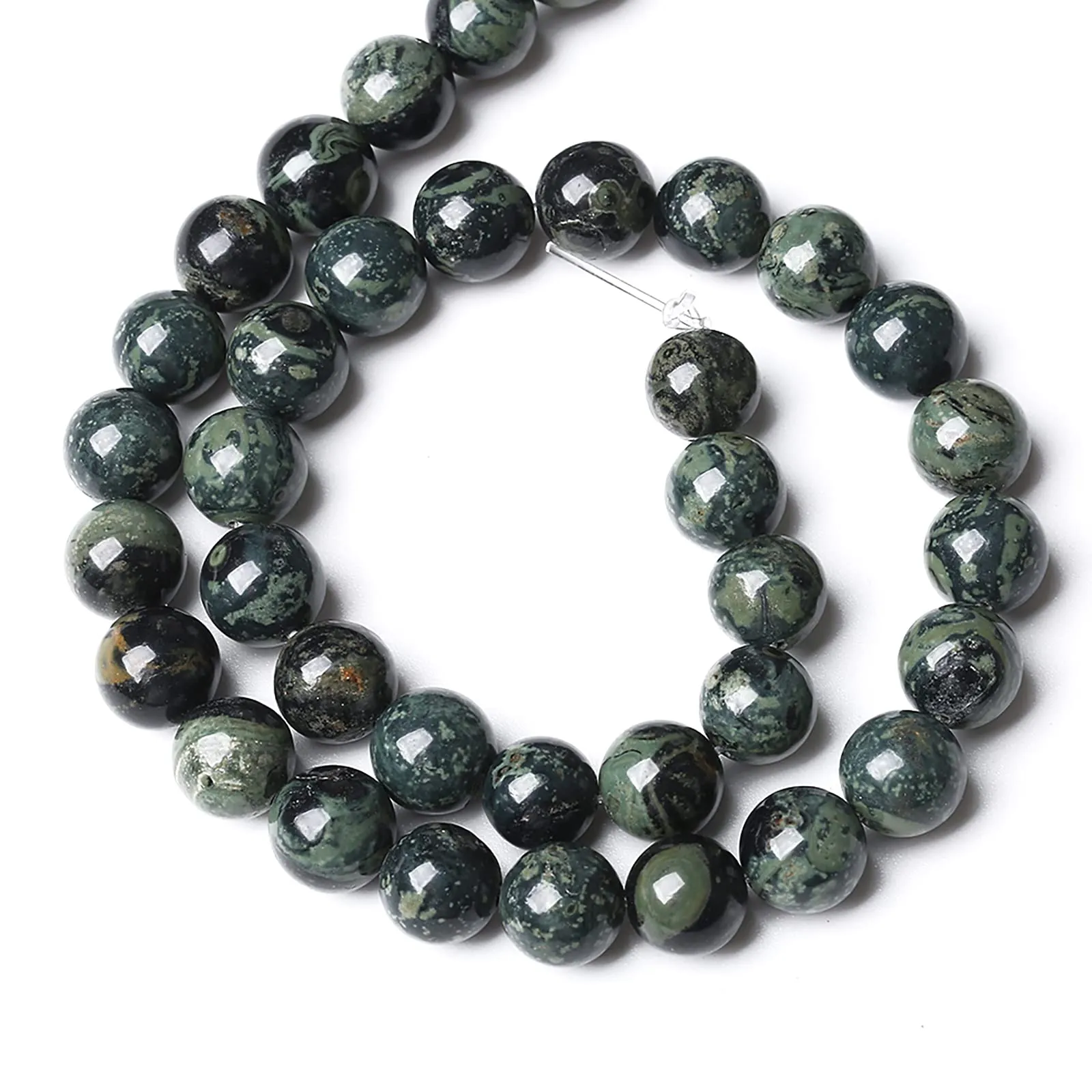jiejinyu Perline in Diaspro Kambaba, 12 mm, 32 pezzi - immagine 5