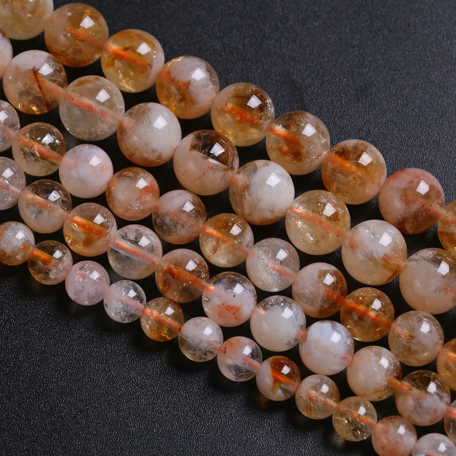 Jiejinyu Perline in Cristallo di Quarzo Citrino Grado A, 8 mm, 46 Pezzi, 1 Filo da 38 cm - immagine 5