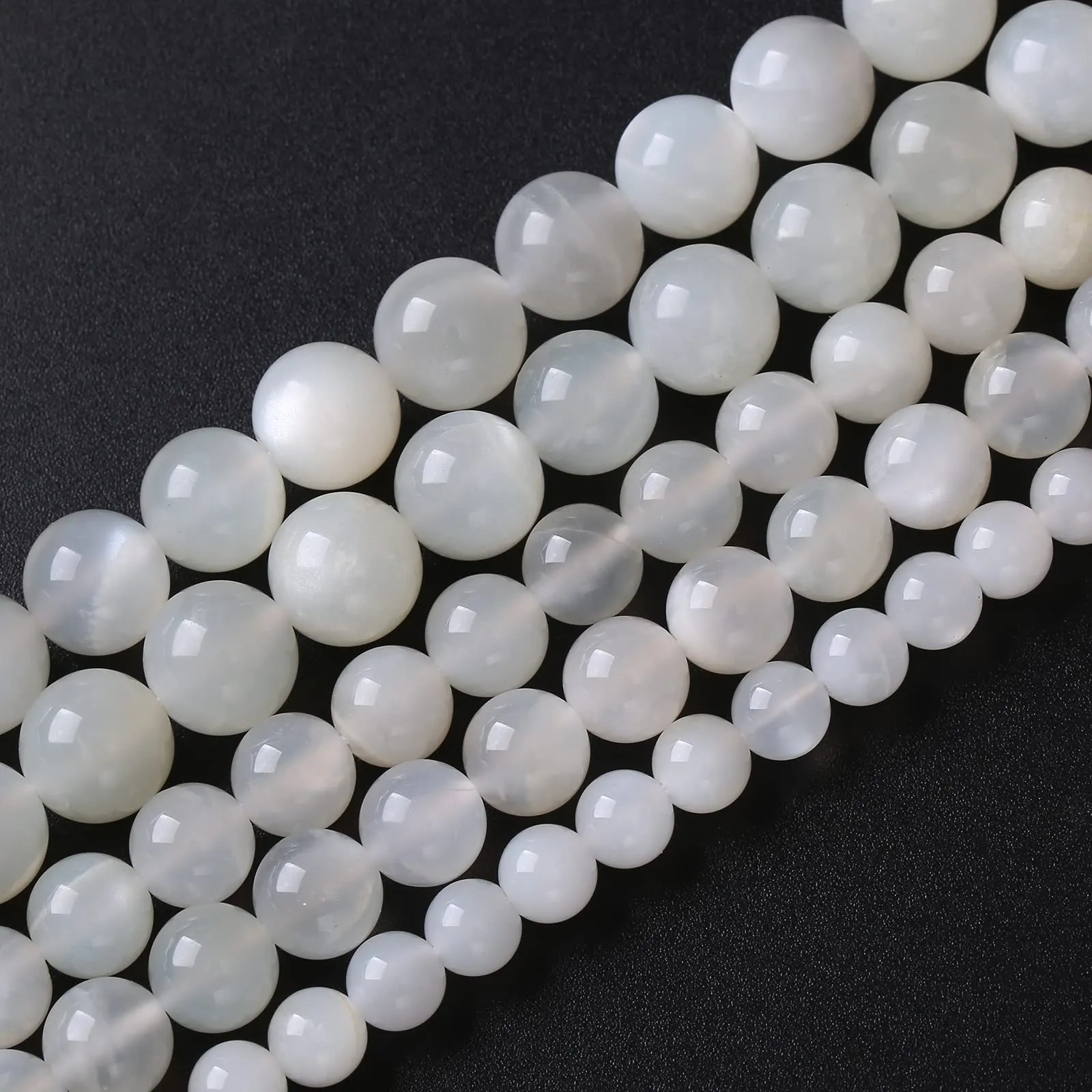 Jiejinyu 88 Perle di Pietra di Luna Bianca 4mm per Gioielli Fai da Te, 38 cm - immagine 1