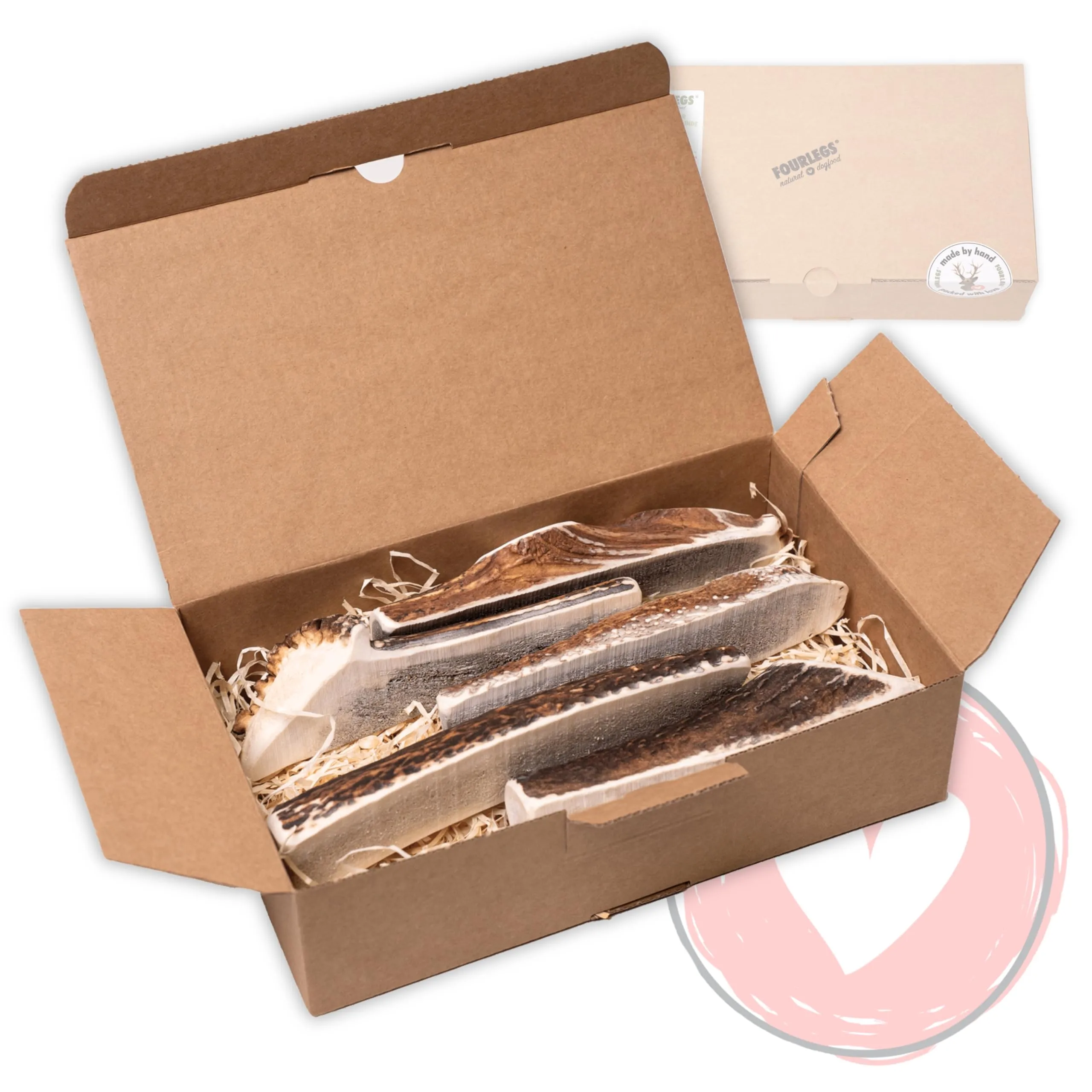 FOURLEGS Snack per Cani 100% Corno di Cervo, Taglia XL Metà, 5 Pezzi - immagine 1