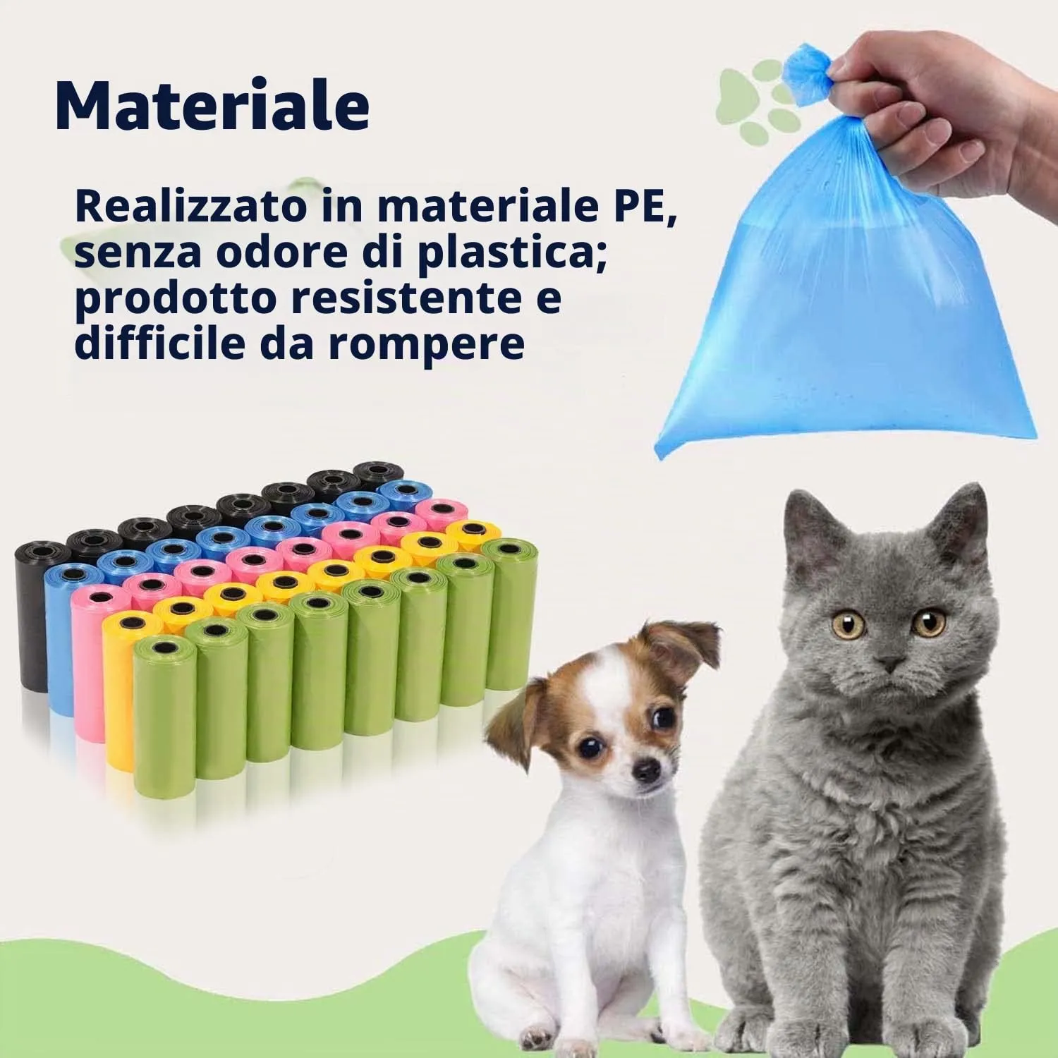 AiTodos Sacchetti Cane Cacca, 31x22 cm, PE, 5 Colori, 600 Pezzi (40 Rotoli x 15) - immagine 7