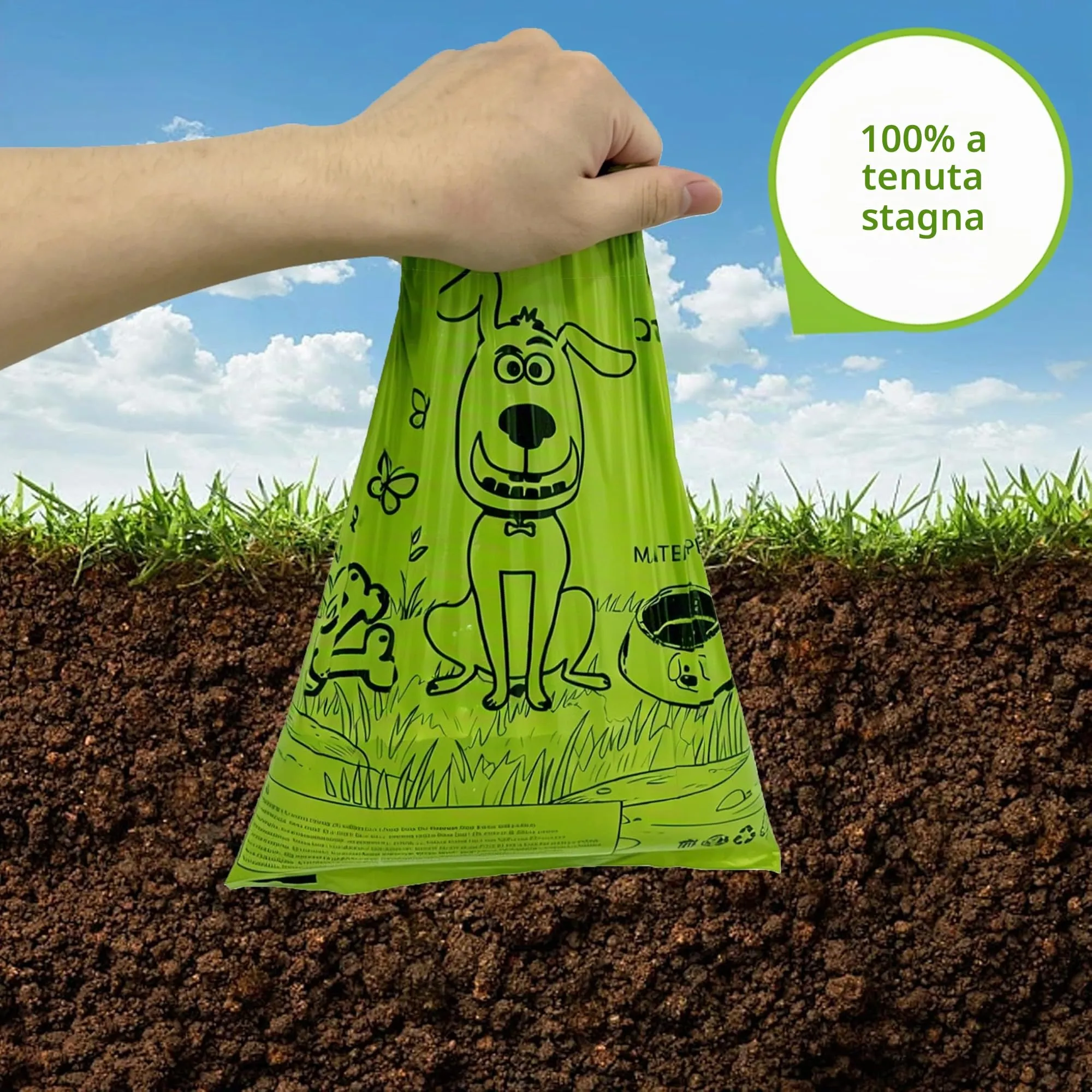 AiTodos Sacchetti Cane Cacca, 31×22 cm, PE, Verde, 300 pezzi (20 rotoli x 15) - immagine 5