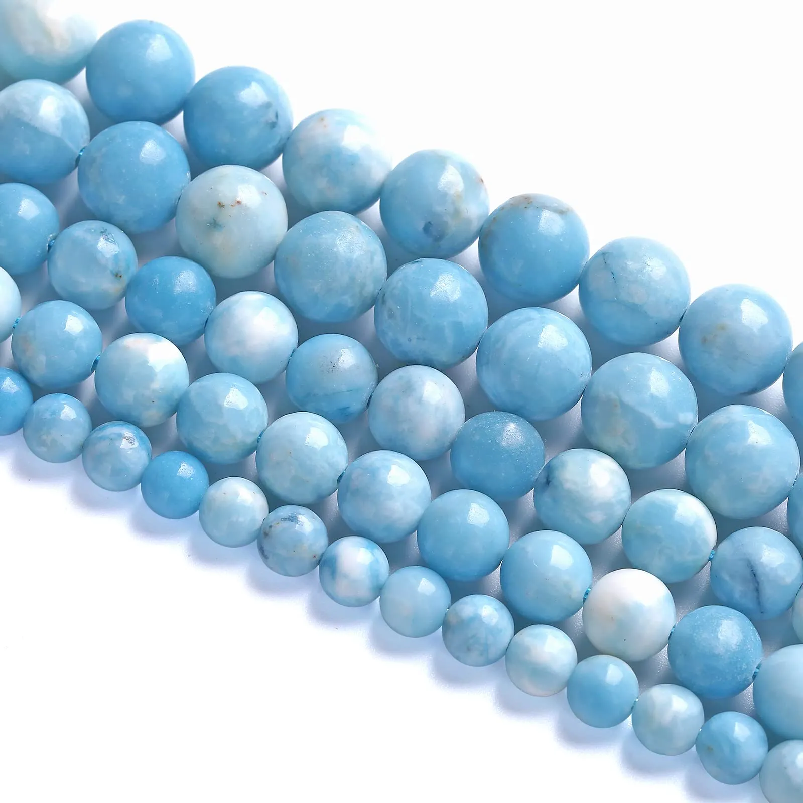Jiejinyu 45 perline in Larimar blu naturale 8 mm per creazione di gioielli - immagine 5