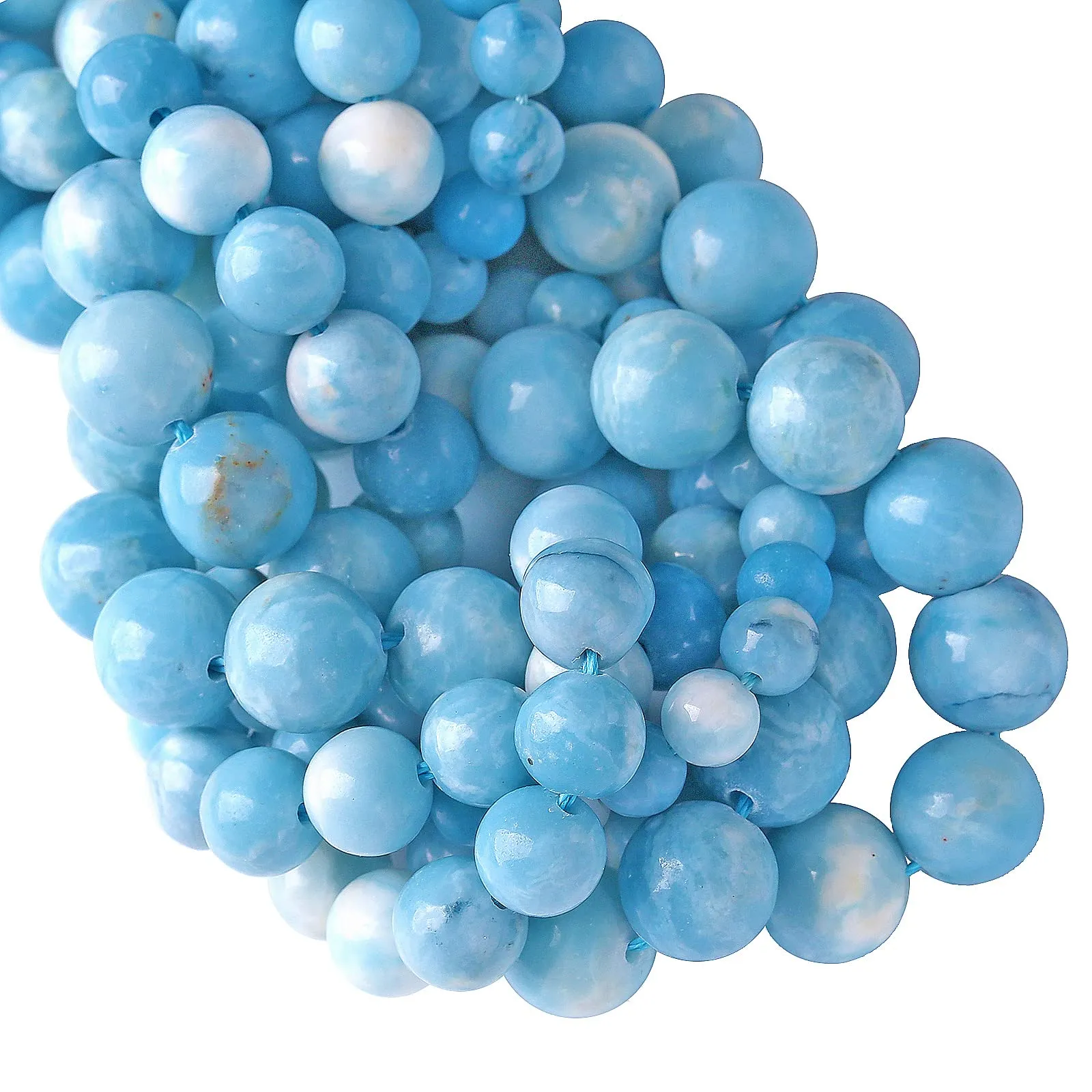 Jiejinyu 45 perline in Larimar blu naturale 8 mm per creazione di gioielli - immagine 6