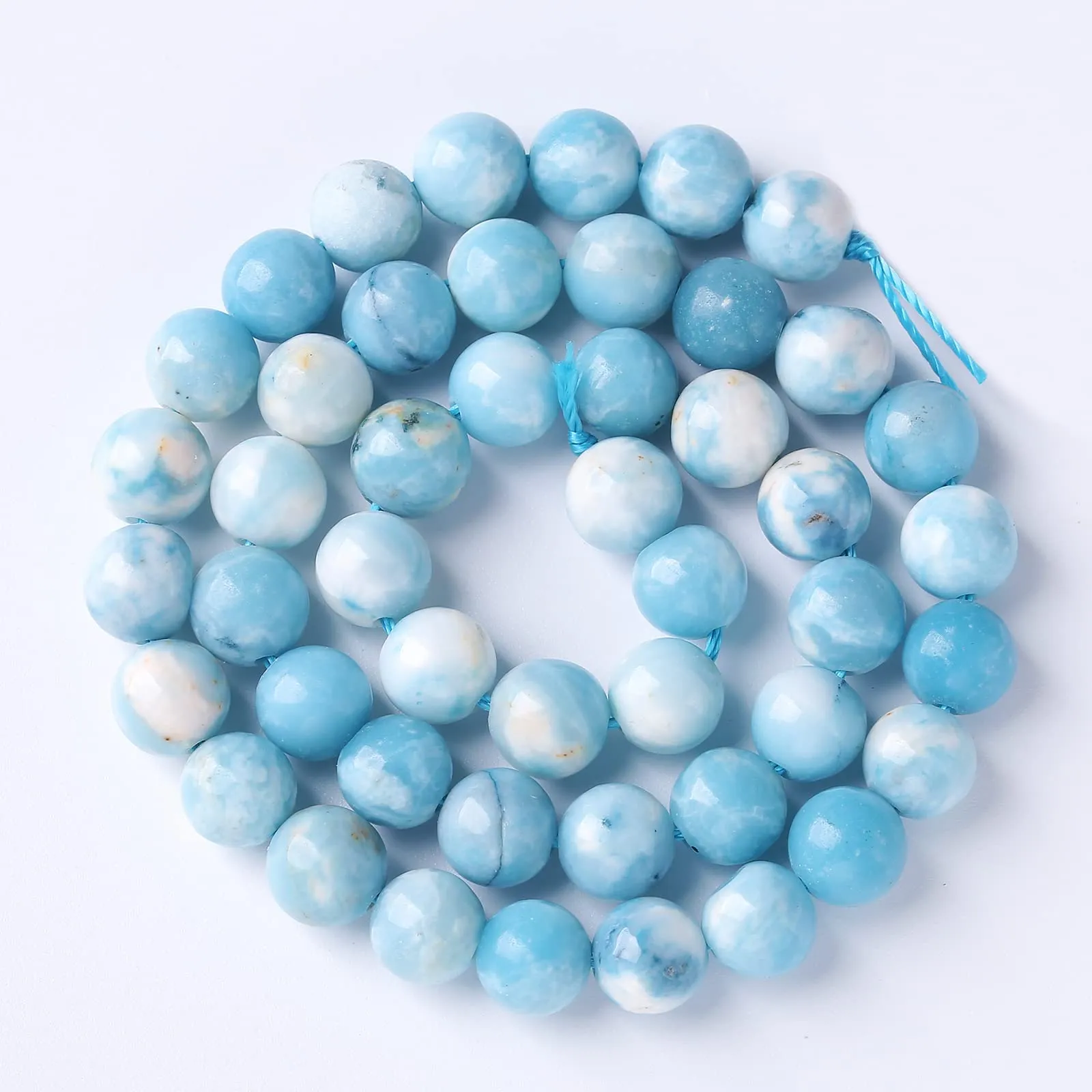 Jiejinyu 45 perline in Larimar blu naturale 8 mm per creazione di gioielli - immagine 7