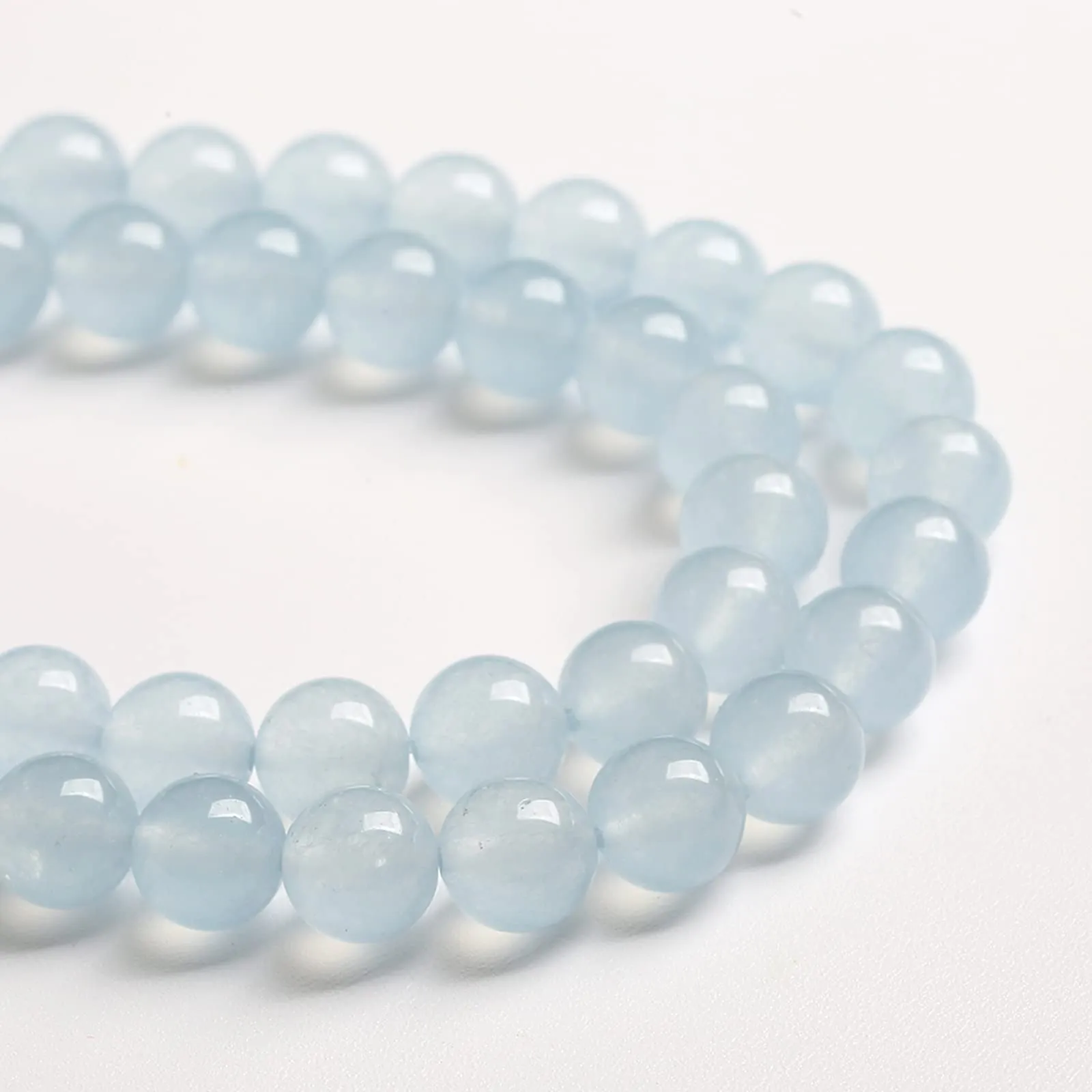 Jiejinyu Perline in Calcedonio Celeste Naturale 8mm, 46 pezzi - immagine 4