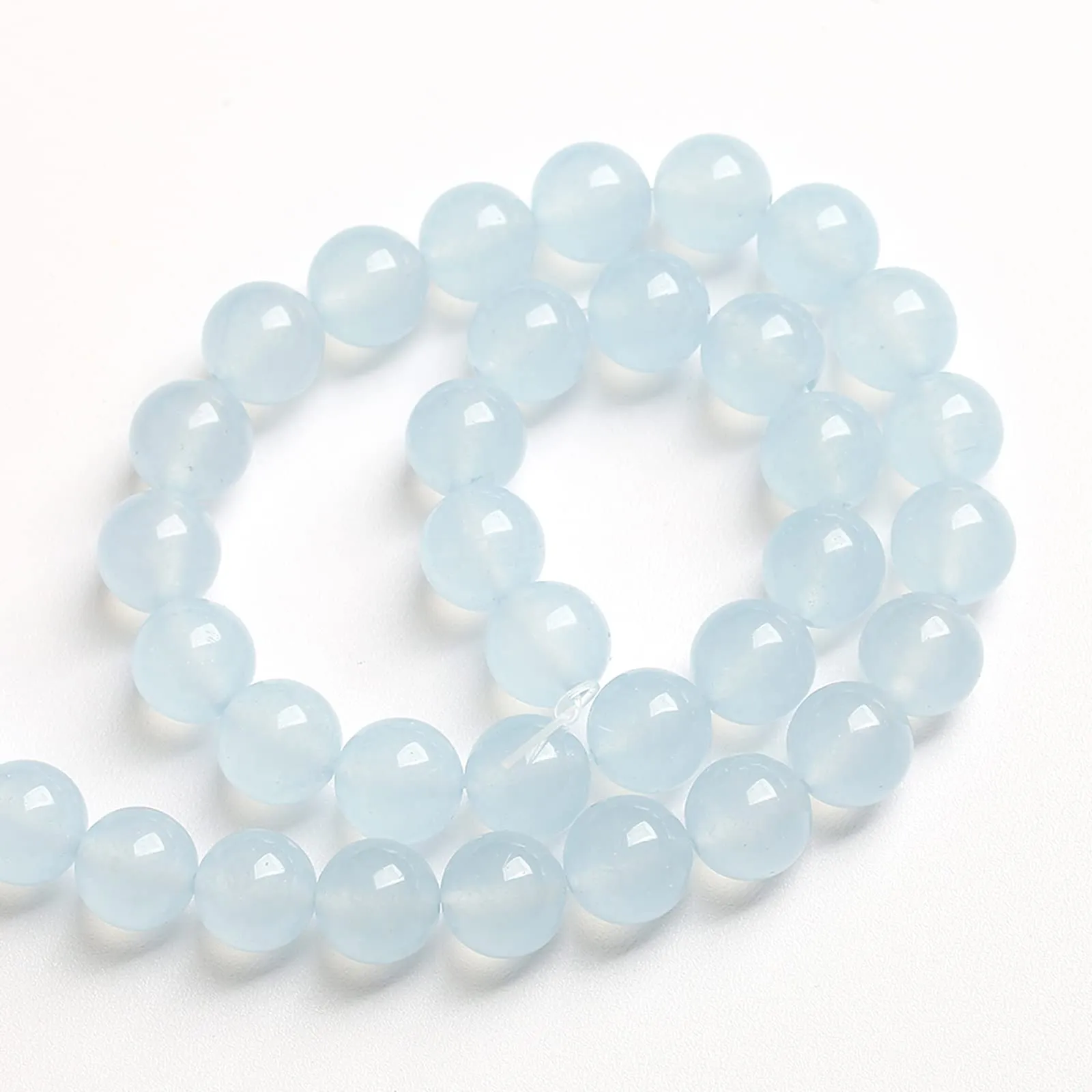 Jiejinyu Perline in Calcedonio Celeste Naturale 8mm, 46 pezzi - immagine 5