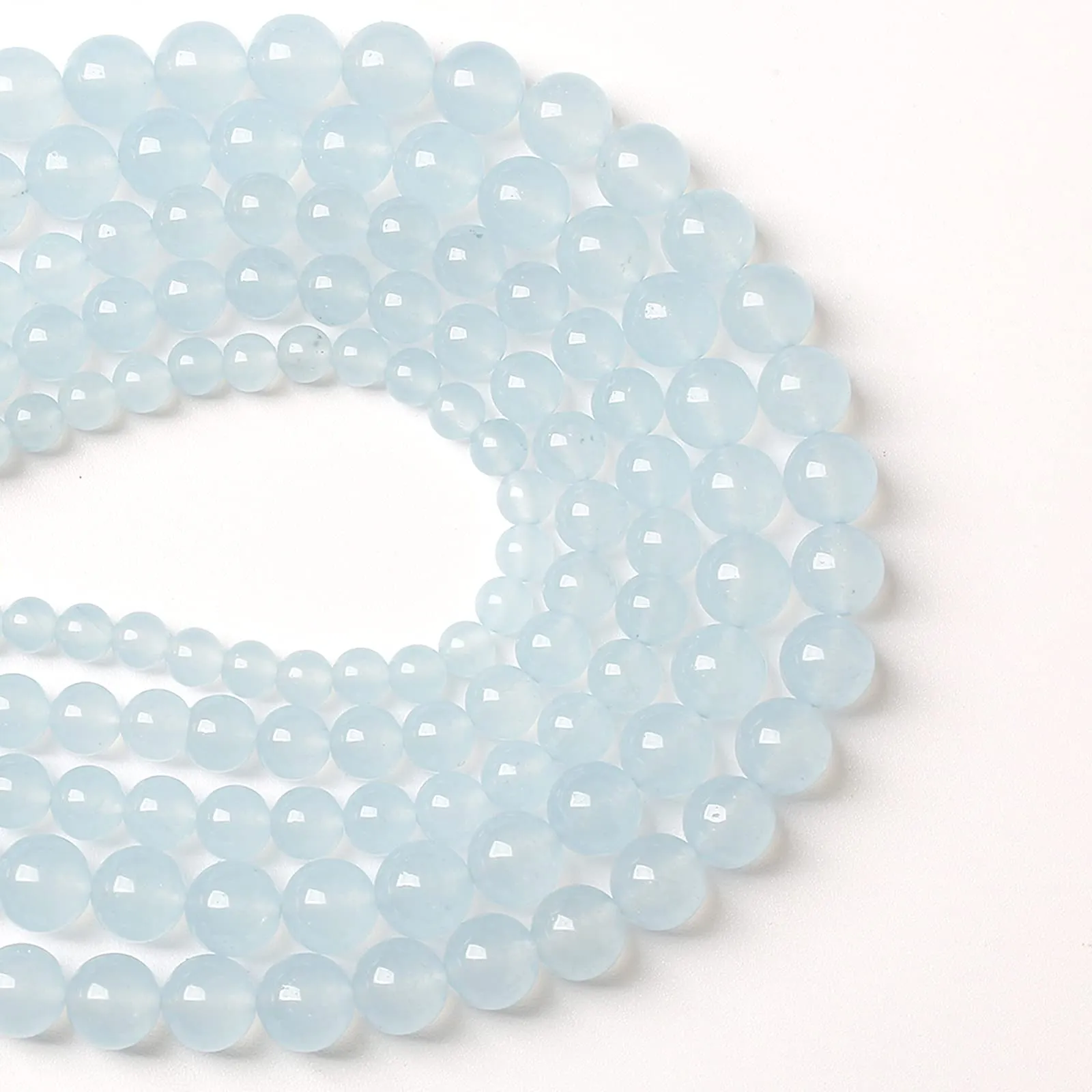 jiejinyu Perle in Calcedonio Celeste Chiaro, 12mm, 32 pezzi - immagine 1