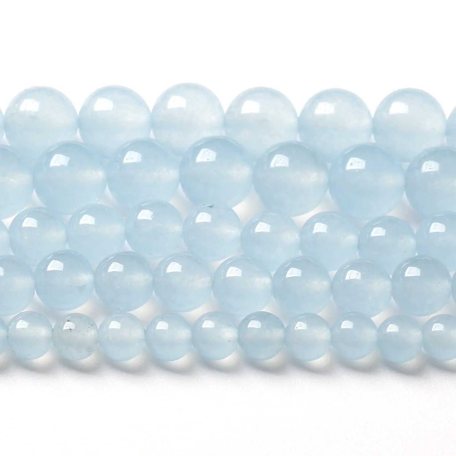 jiejinyu Perle in Calcedonio Celeste Chiaro, 12mm, 32 pezzi - immagine 4