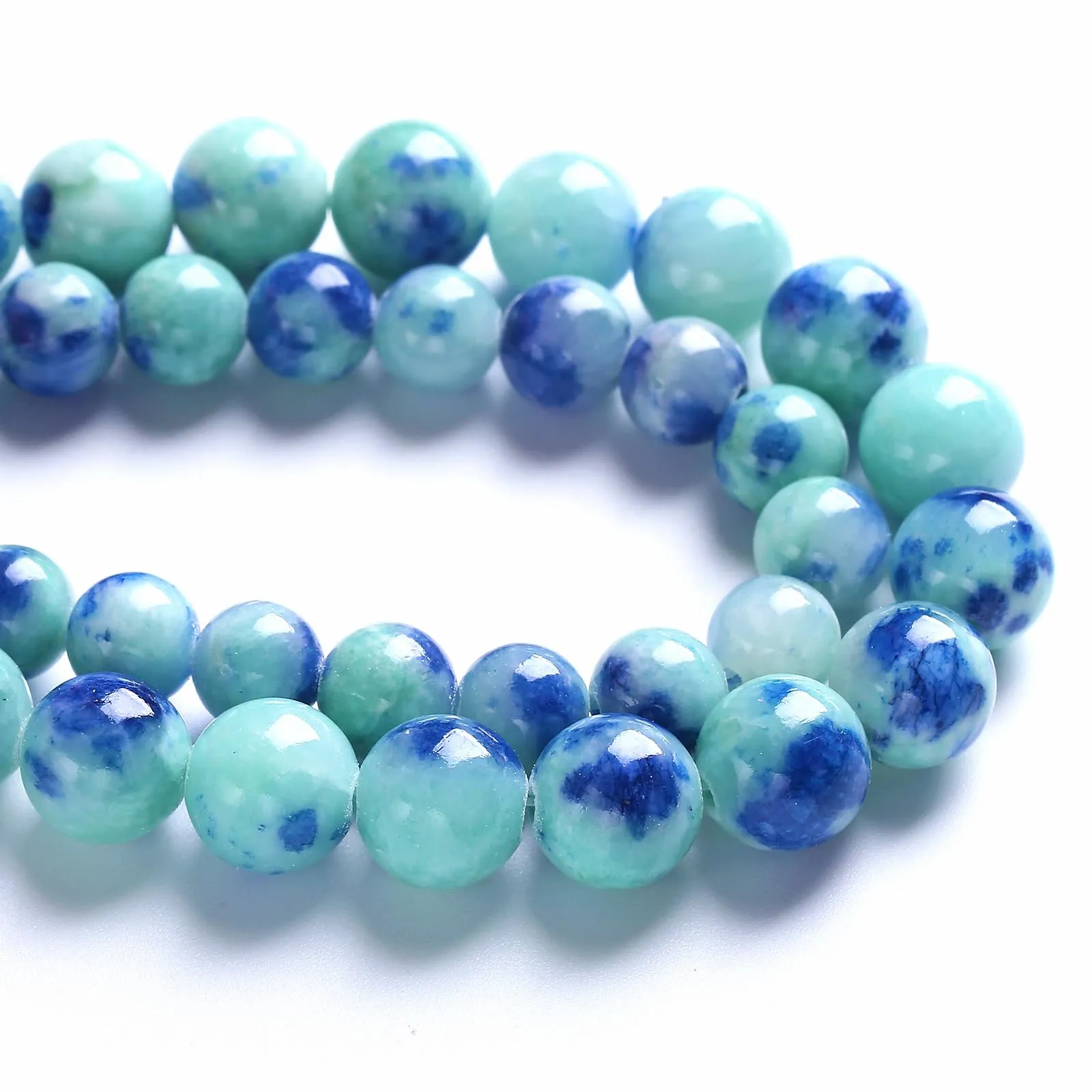 Jiejinyu Perline in Giada Blu Pavone 6 mm, 60 Pezzi - immagine 3