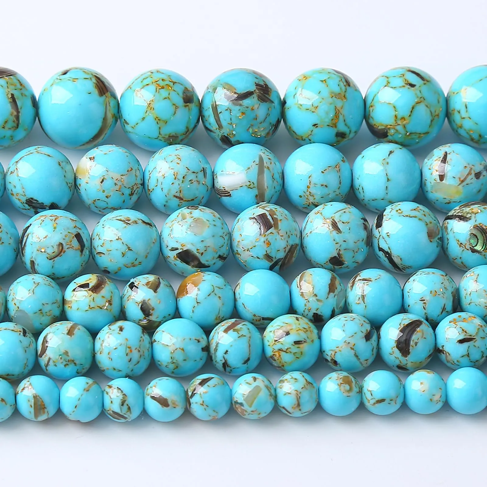 jiejinyu Perline in Conchiglia Turchese Blu 12 mm, 32 pezzi - immagine 1