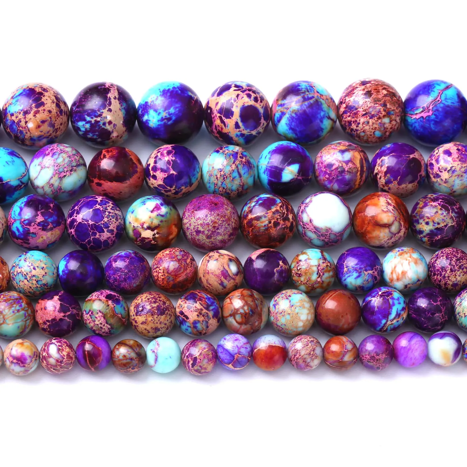 Jiejinyu Perline in Diaspro Imperiale Viola, Pietra Naturale Sedimento Marino Galassia, 4 mm, 88 pezzi - immagine 4