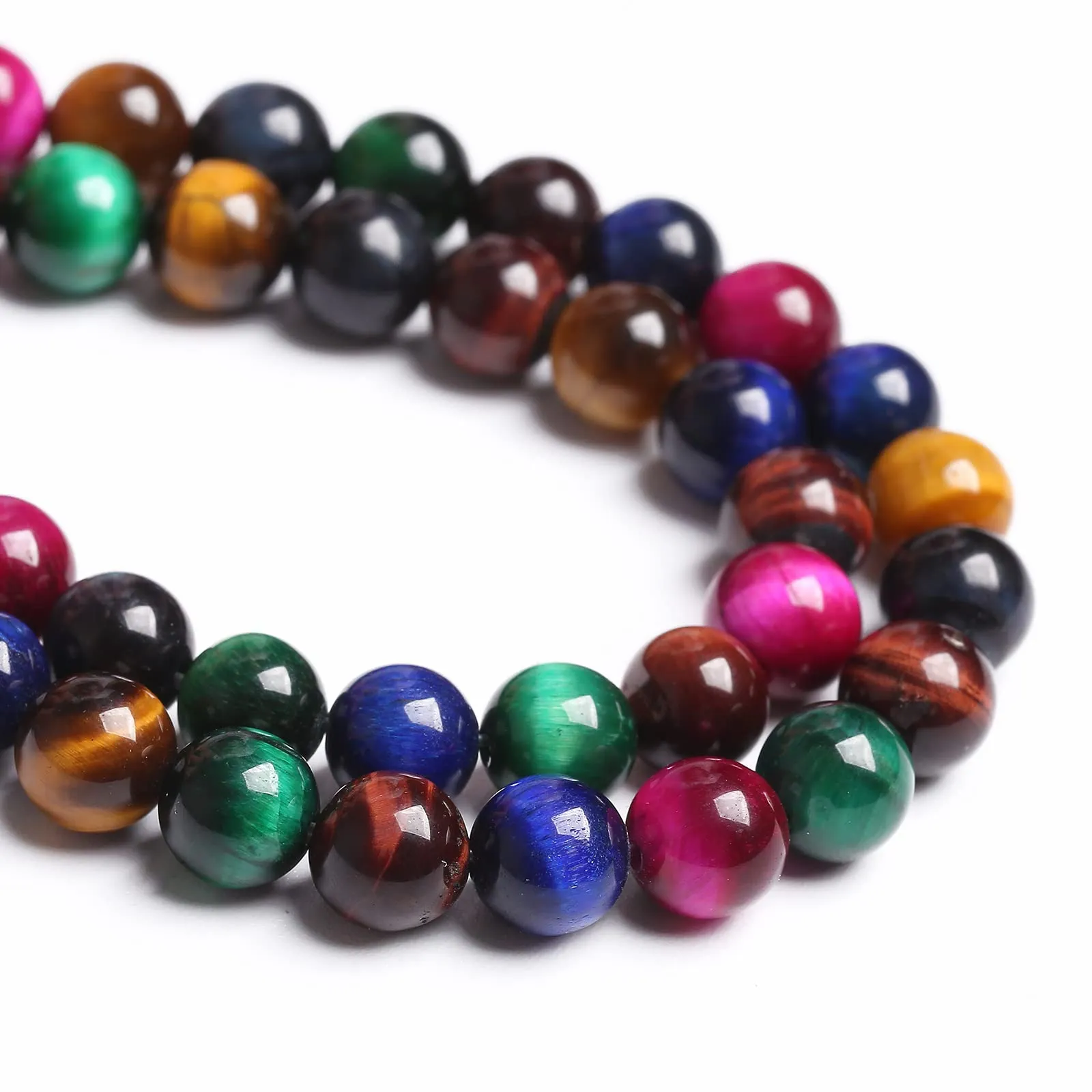 jiejinyu Perline in Pietra Naturale Occhio di Tigre Colorato 4mm, 88 Pezzi con Distanziatori in Cristallo per Gioielli Fai da Te, Filo 38,1 cm - immagine 3