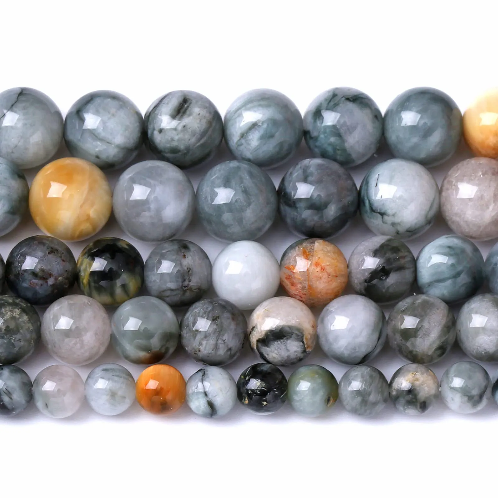 Jiejinyu 46 Perline Rotonde in Pietra Naturale Occhio di Falco, 8 mm - immagine 1