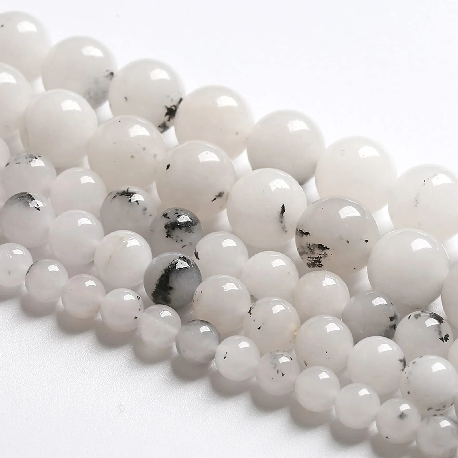 Jiejinyu Perline di Giada con Macchie di Inchiostro in Pietra Naturale, 12 mm, 32 Pezzi - immagine 4