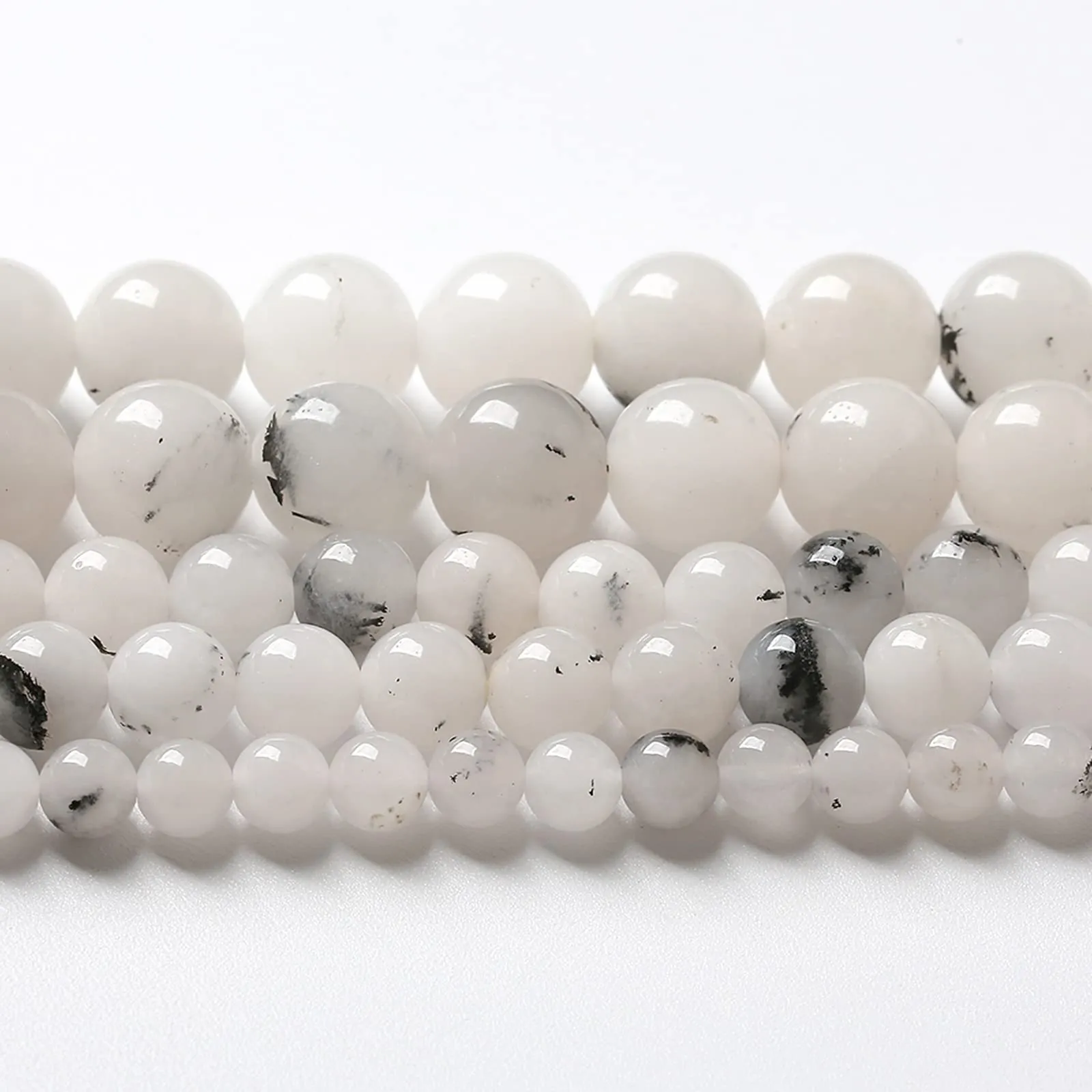 Jiejinyu Perline di Giada con Macchie di Inchiostro in Pietra Naturale, 12 mm, 32 Pezzi - immagine 5
