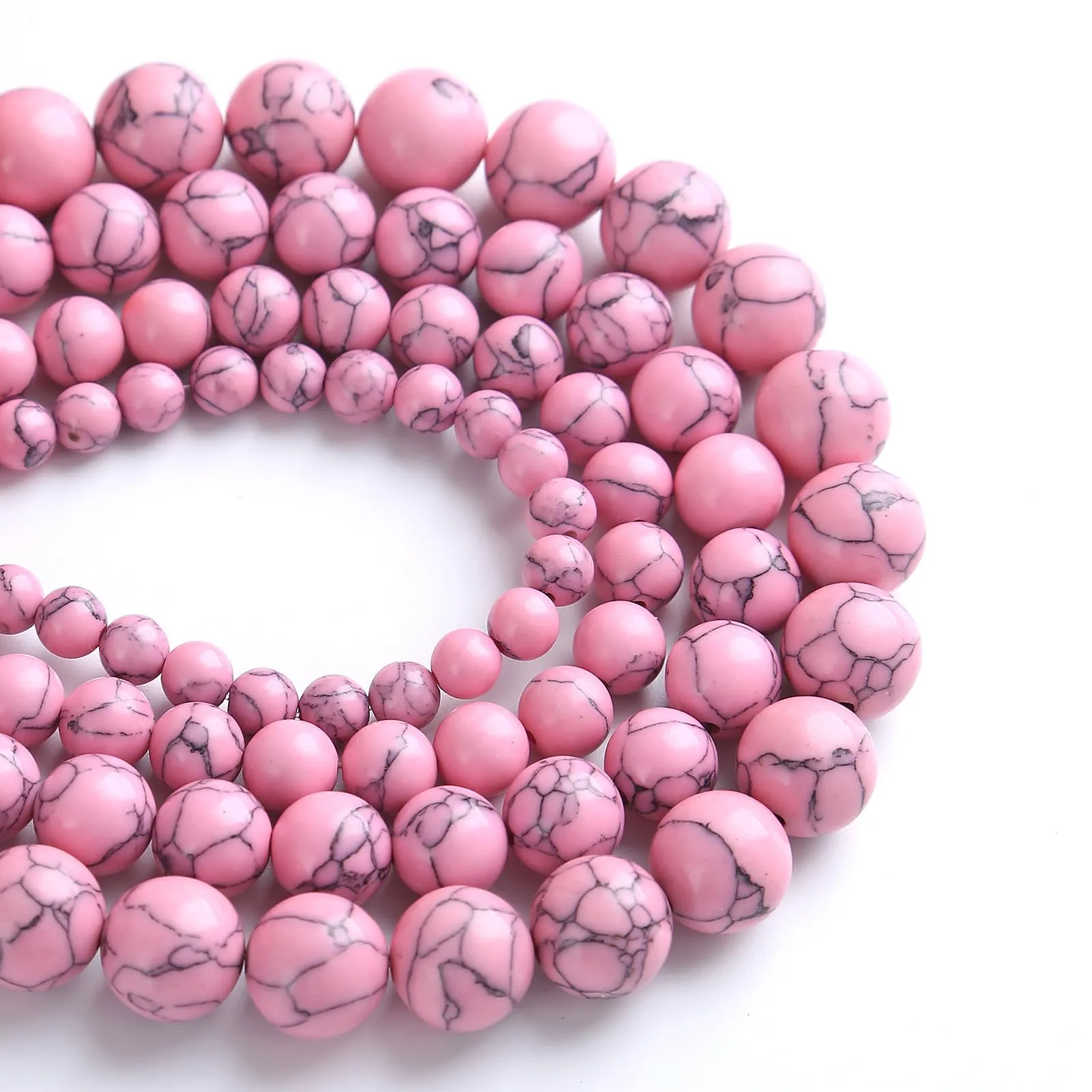 Jiejinyu Perline distanziali in turchese e rosa, 8mm, 46 pezzi - immagine 4