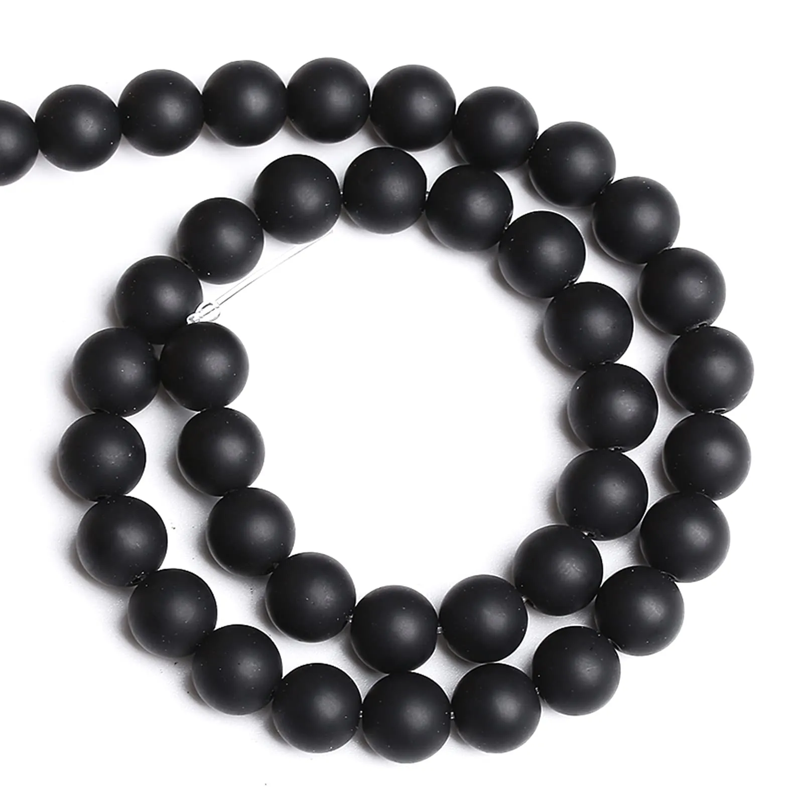 jiejinyu 8mm Perline in Agata Nera Opaca, 46 Pezzi, per Gioielli Fai da Te - immagine 2
