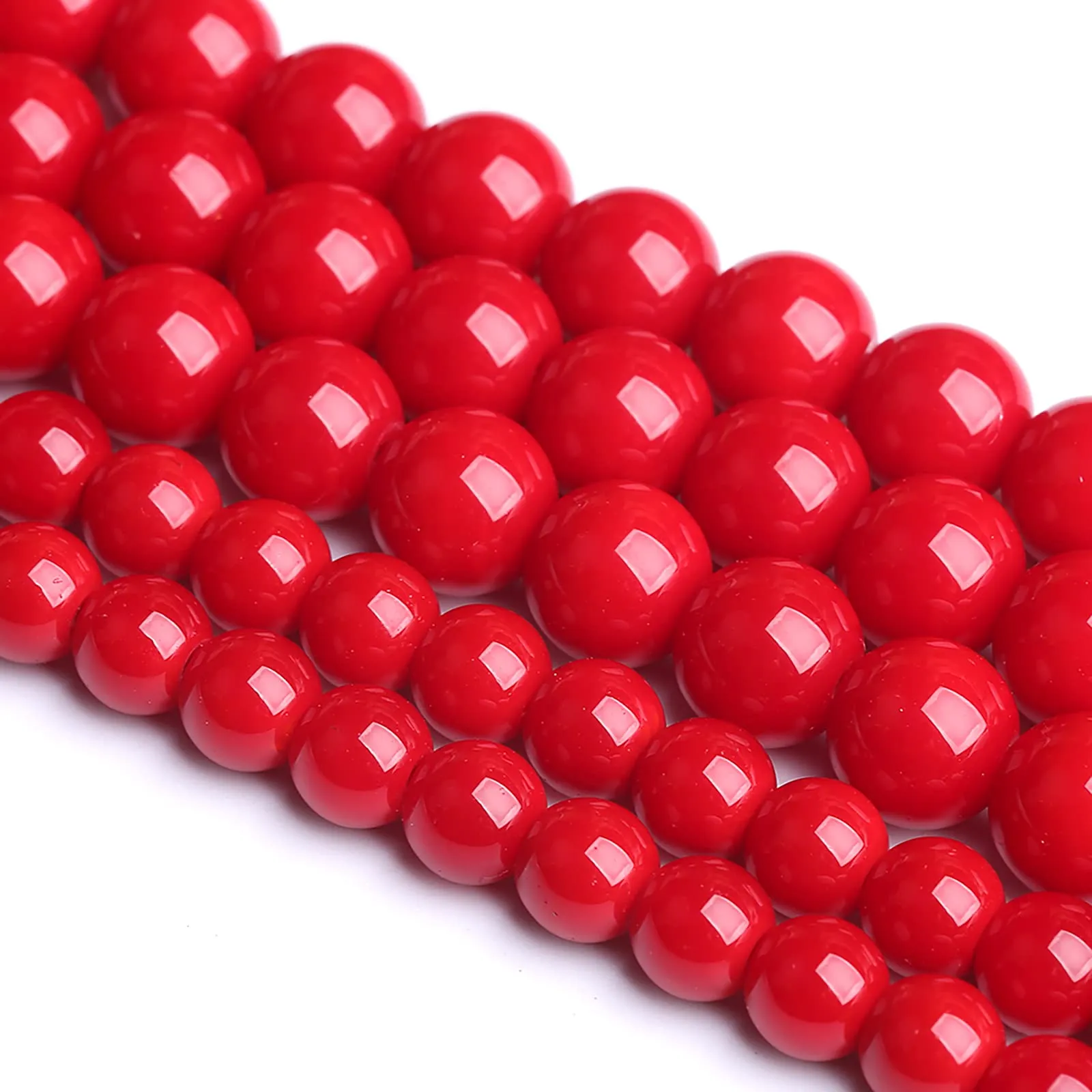 jiejinyu Perline distanziatrici rotonde in vetro rosso, 4 mm, 90 pezzi - immagine 2