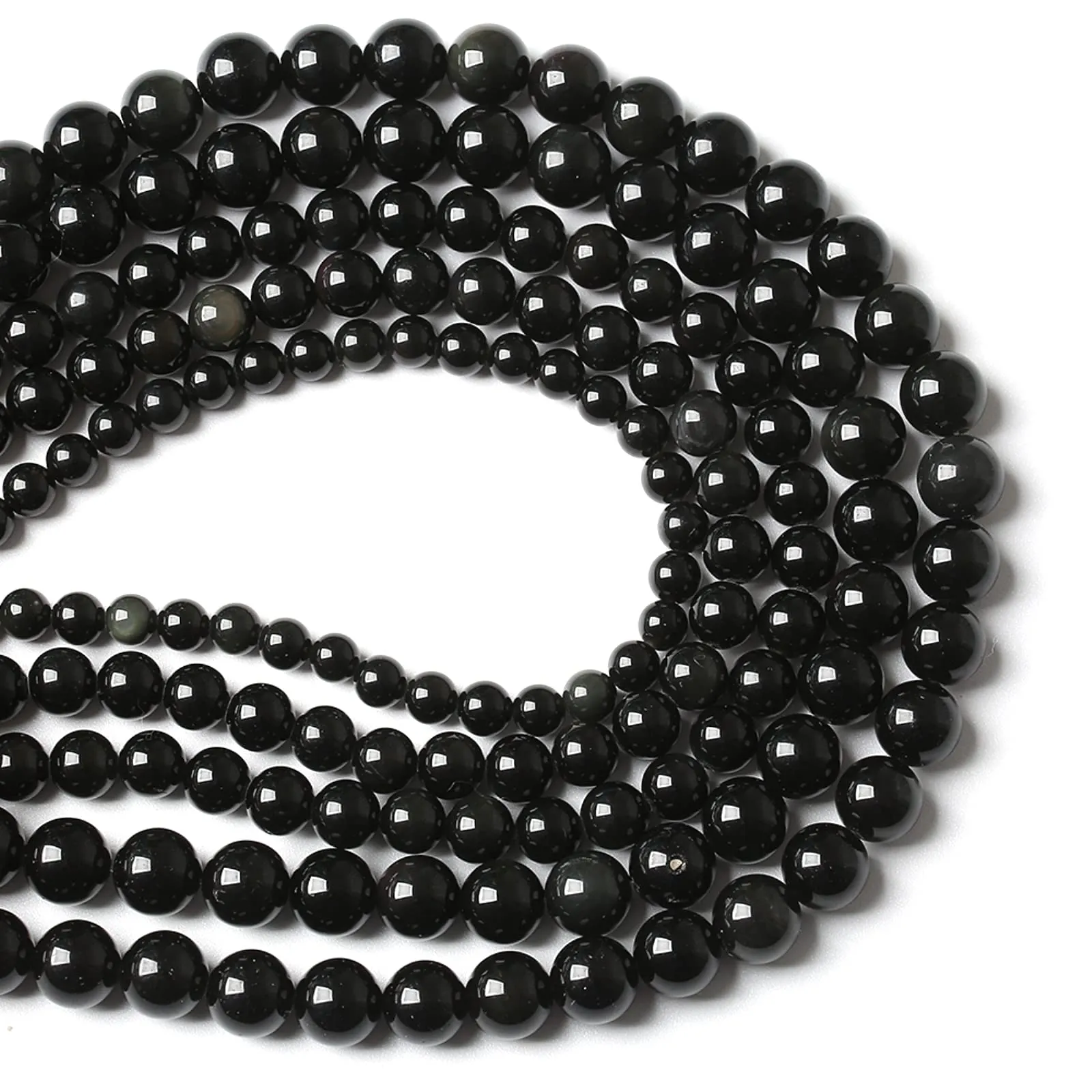 Jiejinyu 86 Perline in Ossidiana Nera, 4 mm - immagine 3
