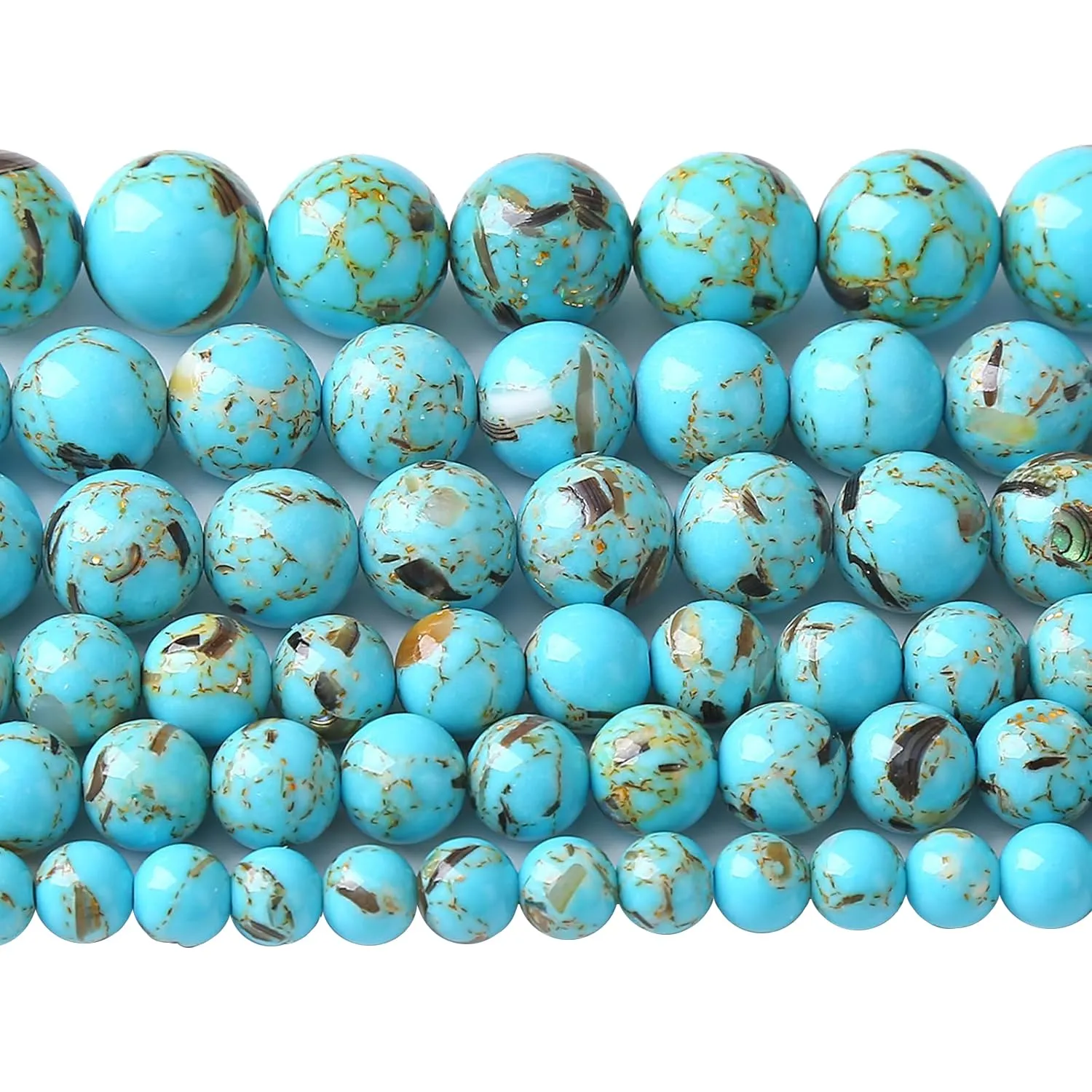 jiejinyu Perline in conchiglia blu turchese 8 mm, 46 pezzi - immagine 1
