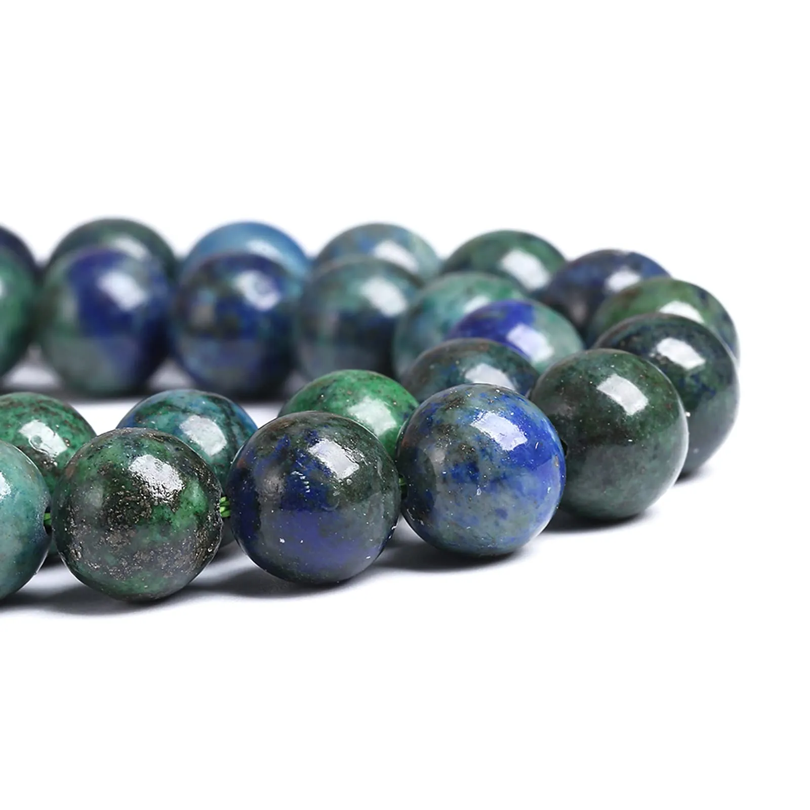 Jiejinyu Perline in pietra naturale lapislazzuli e crisocolla, 10 mm, 38 pezzi - immagine 4
