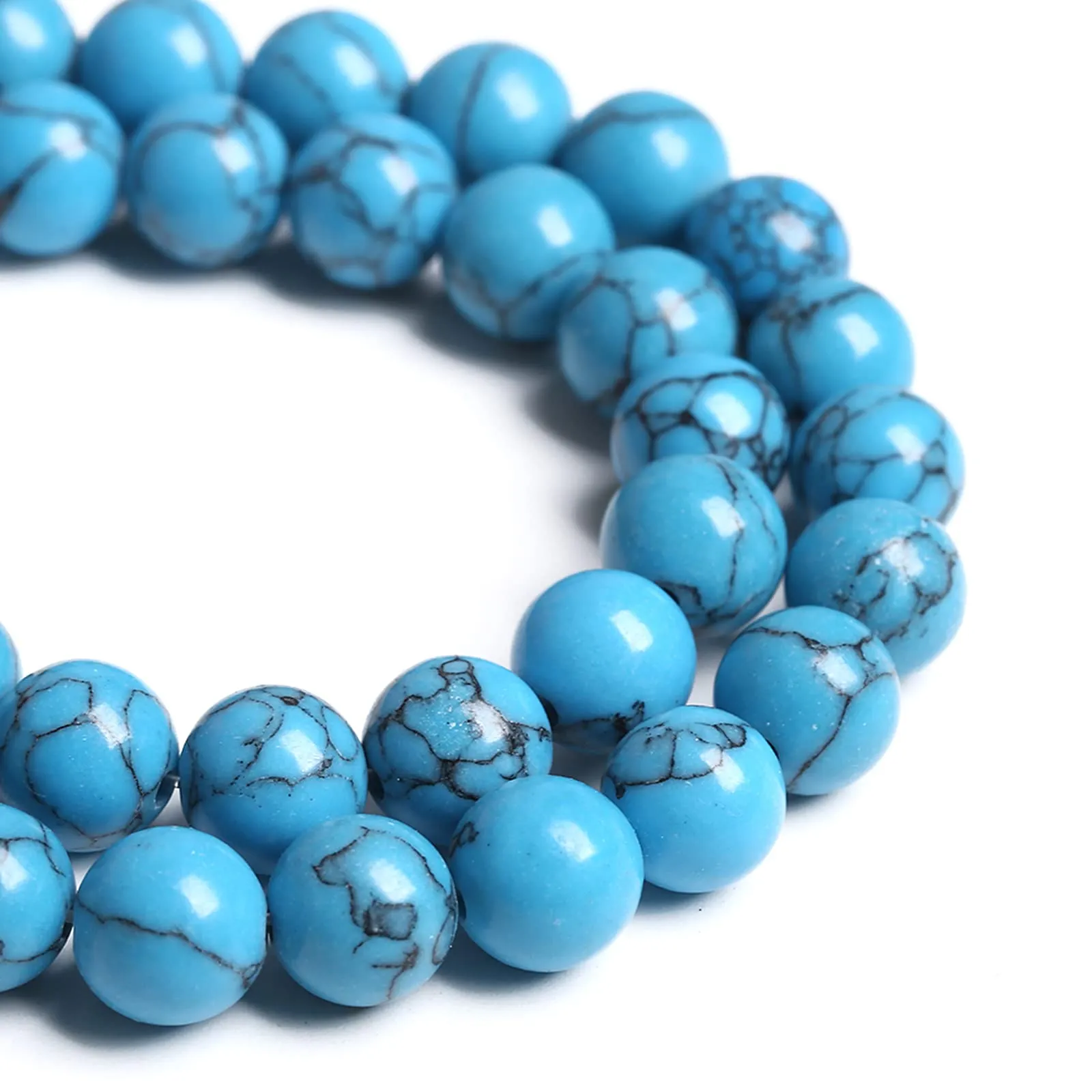 jiejinyu Perline in Turchese Blu 6 mm, 60 Pezzi per Gioielli Fai da Te - immagine 4